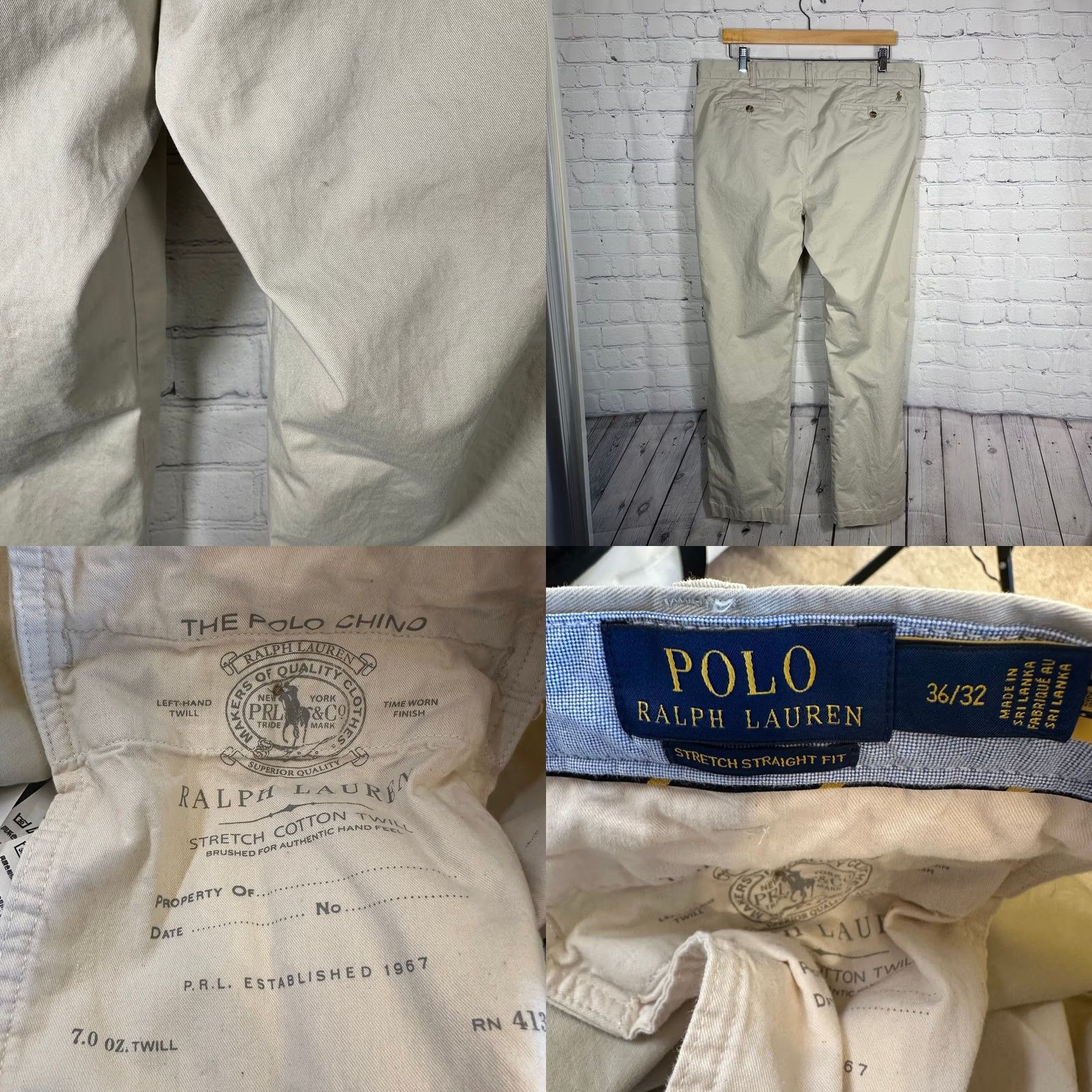 Polo Ralph Lauren Polo Ralph Lauren Mens Chino Pants 36 Tan Khaki Straight Leg Cotton Twill Button Zip Front Flat Front Pockets Embroidered Pony Logo Beige N/A Size US M / EU 48-50 / 2 - 8 Thumbnail