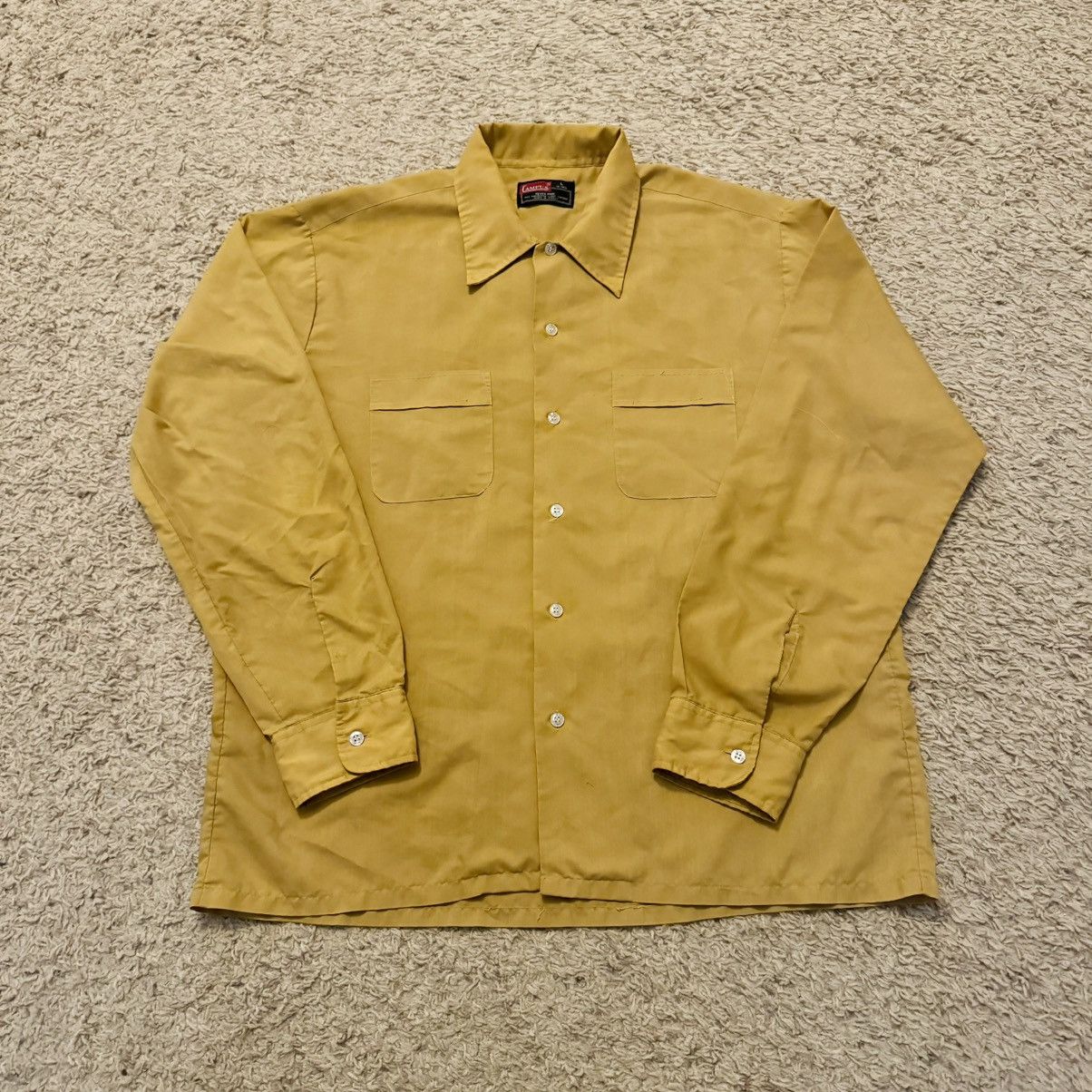 Vintage VINTAGE 60s YELLOW GOLD BUTTON UP! Size US L / EU 52-54 / 3 - 5 Thumbnail