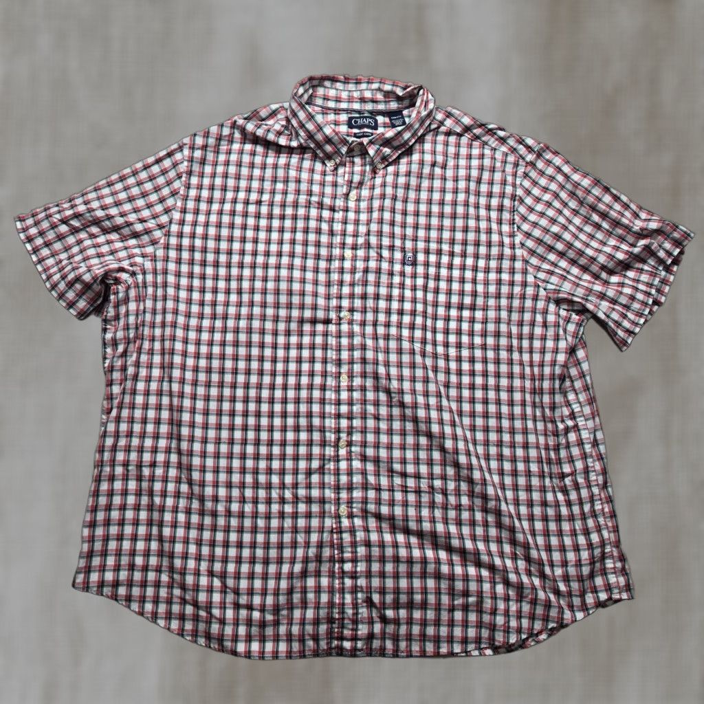 Chaps Chaps Shirt Red Plaid Short Sleeve Button-Down Adult Men Big 4X Colorful Classic Designer 4X Big & Tall Button-Up Shirt Mens Size US XXL / EU 58 / 5 - 1 Thumbnail