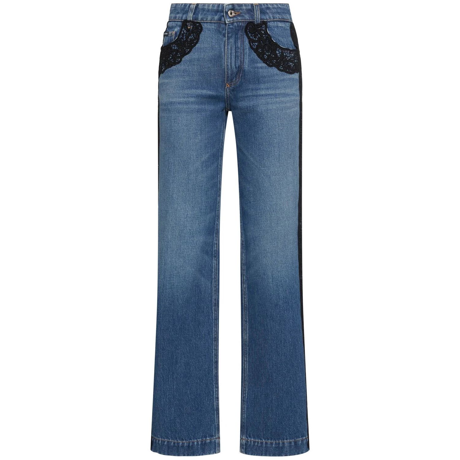 DOLCE&GABBANA $1945 Blue Denim Lace Jeans New & Authentic (W