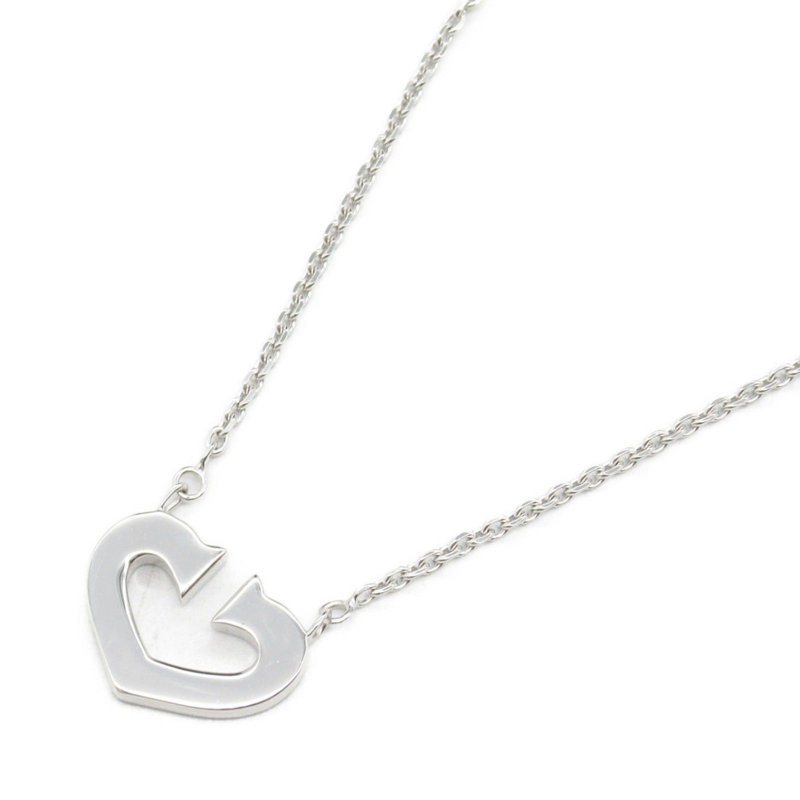 Cartier Cartier C Heart Necklace K18Wg (White Gold) Silver Size ONE SIZE - 1 Thumbnail