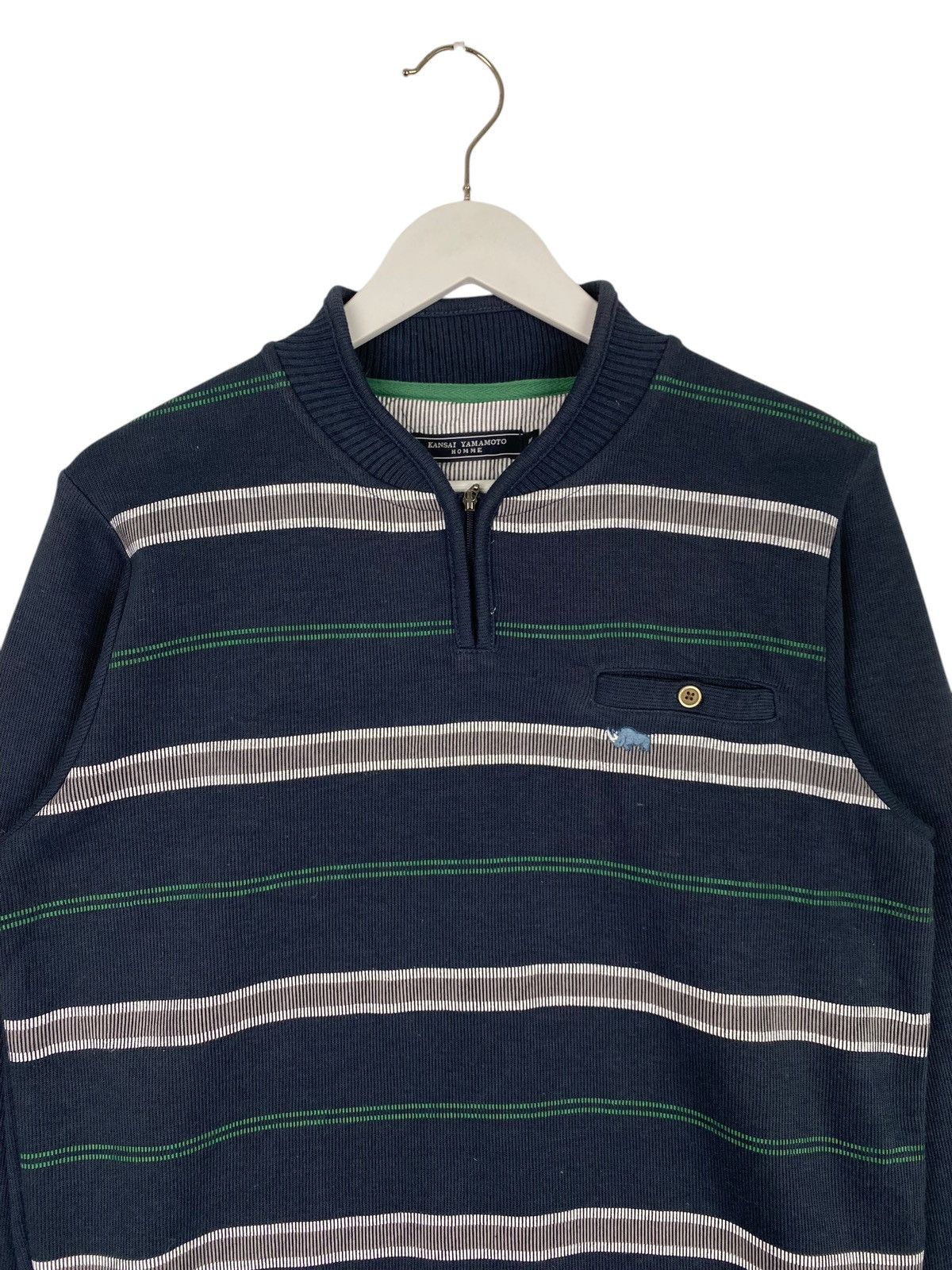 Kansai Yamamoto × Vintage Vintage Kansai Yamamoto Quater Zip Sweatshirt Navy Blue Size US M / EU 48-50 / 2 - 4 Thumbnail