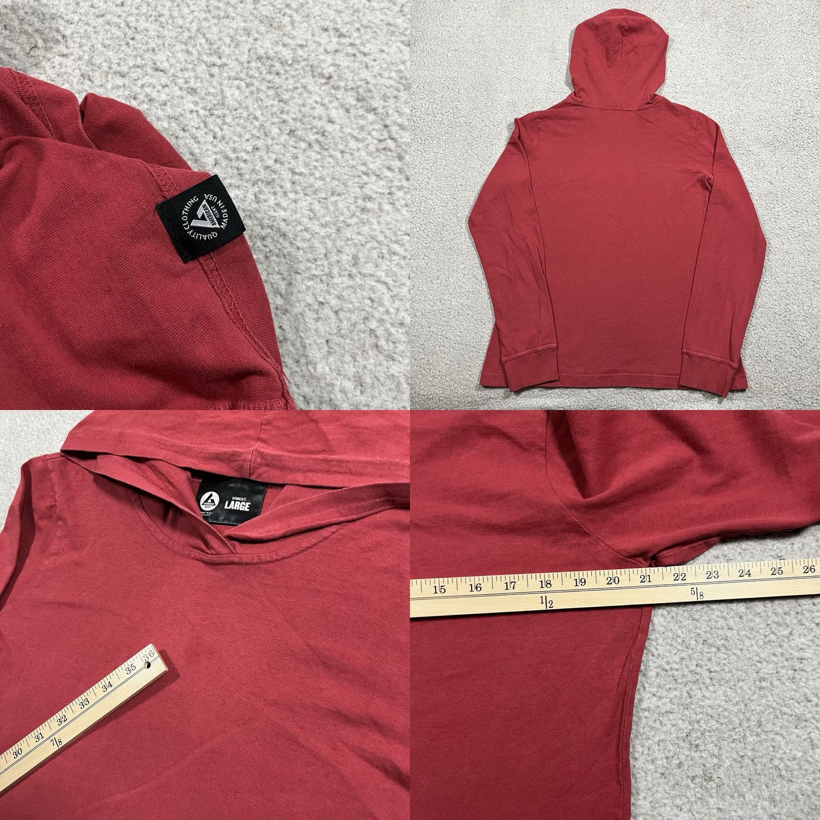 Vintage American Giant Womens L Red Hoodie Sweatshirt Cotton USA Outdoor Pullover Size L / US 10 / IT 46 - 9 Thumbnail