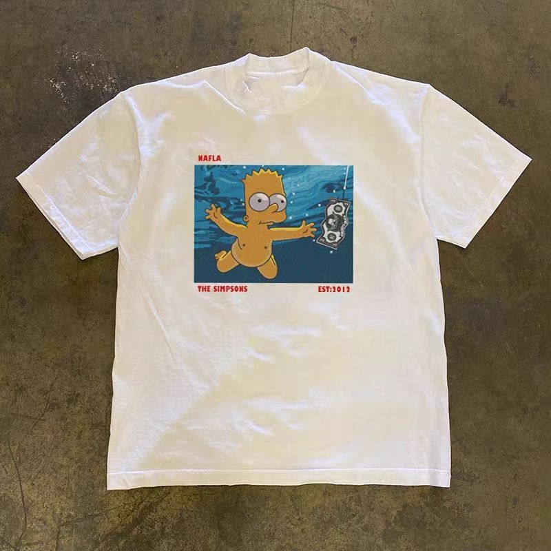 Vintage White street washed retro cartoon print t-shirt Size US M / EU 48-50 / 2 - 1 Thumbnail