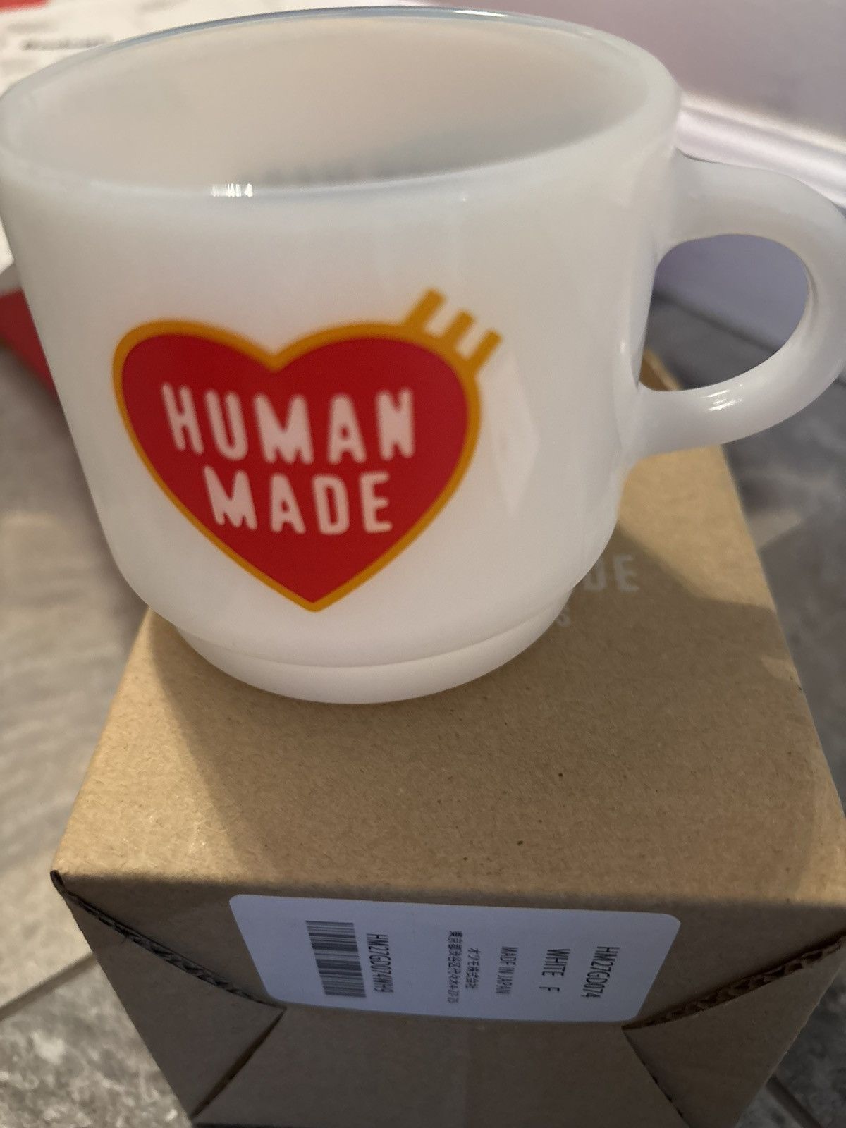 Pre-owned Human Made X Pharrell Human Made Heart Logo Glass Mug In White / Red In Orange