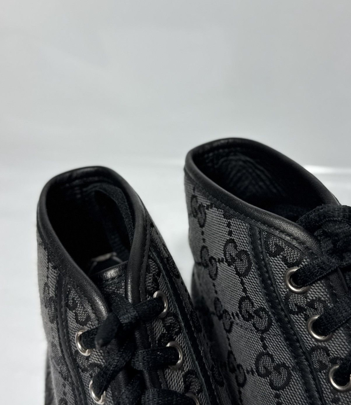 Gucci Gucci GG Monogram Black High Top Canvas Sneakers Size US 6.5 / EU 39-40 - 8 Thumbnail