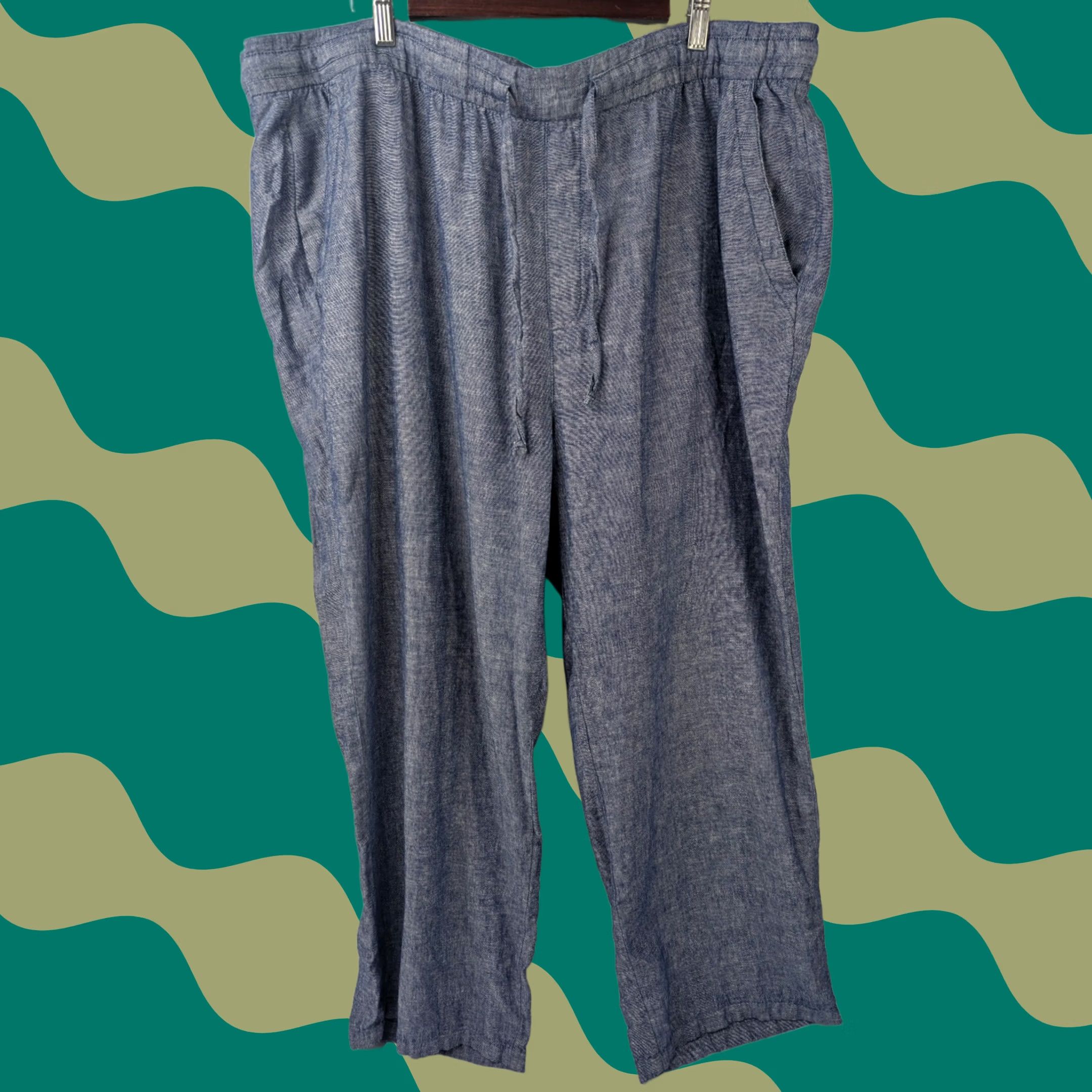 Old Navy Old Navy Linen Blend Wide Leg Pants Womens 2XL Chambray Blue 675993 Size 40" / US 18 - 1 Thumbnail