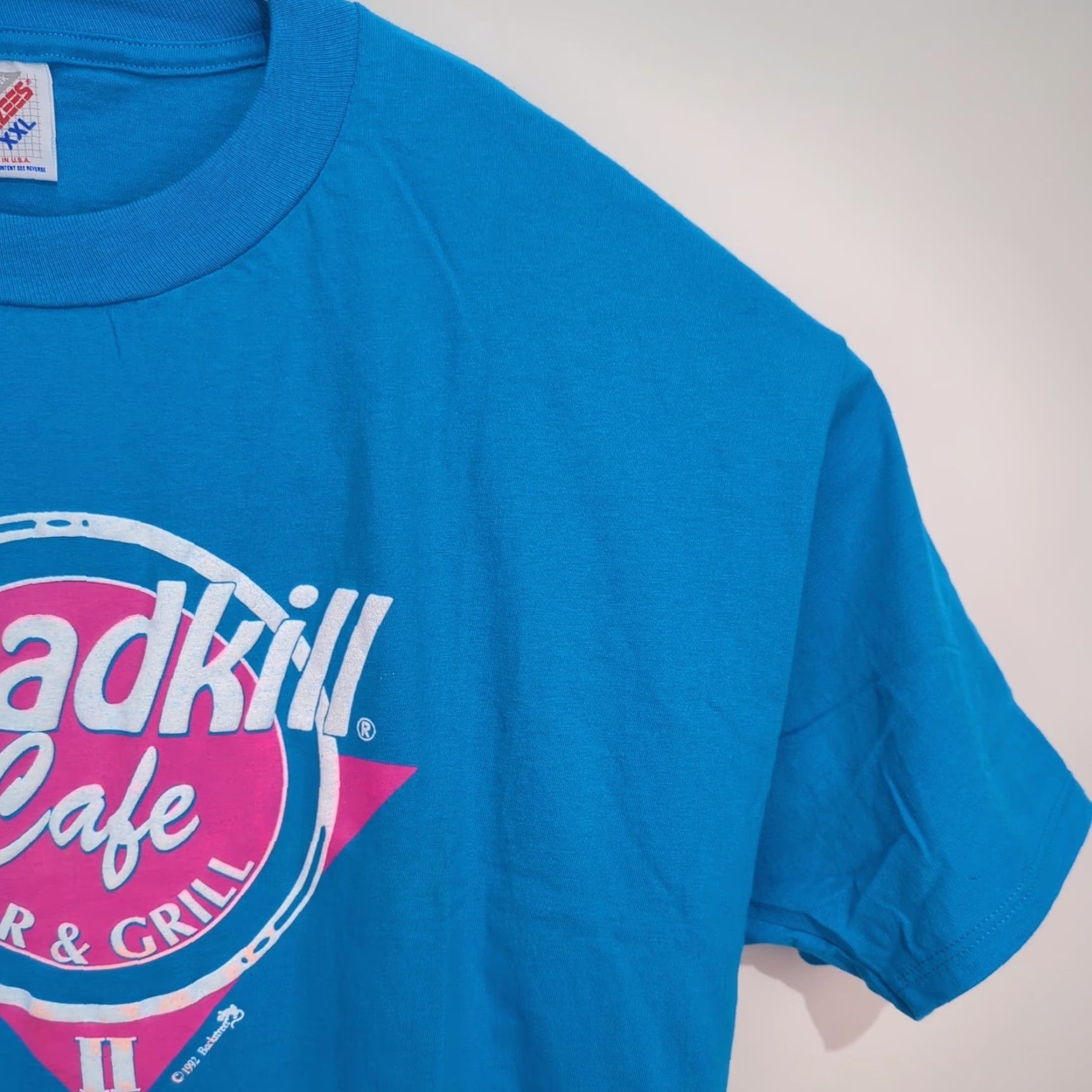 Jerzees VINTAGE Roadkill Cafe T Shirt Glow In The Dark New USA Made 2XL XXL Blue Jerzees Shirt Mens 90s Glow Size US XXL / EU 58 / 5 - 5 Thumbnail