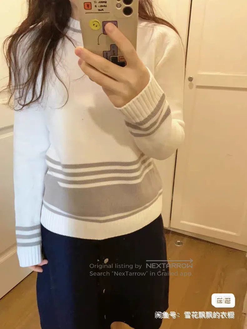 Loro Piana Loro Piana White Striped Cashmere Sweater Size M / US 6-8 / IT 42-44 - 3 Thumbnail