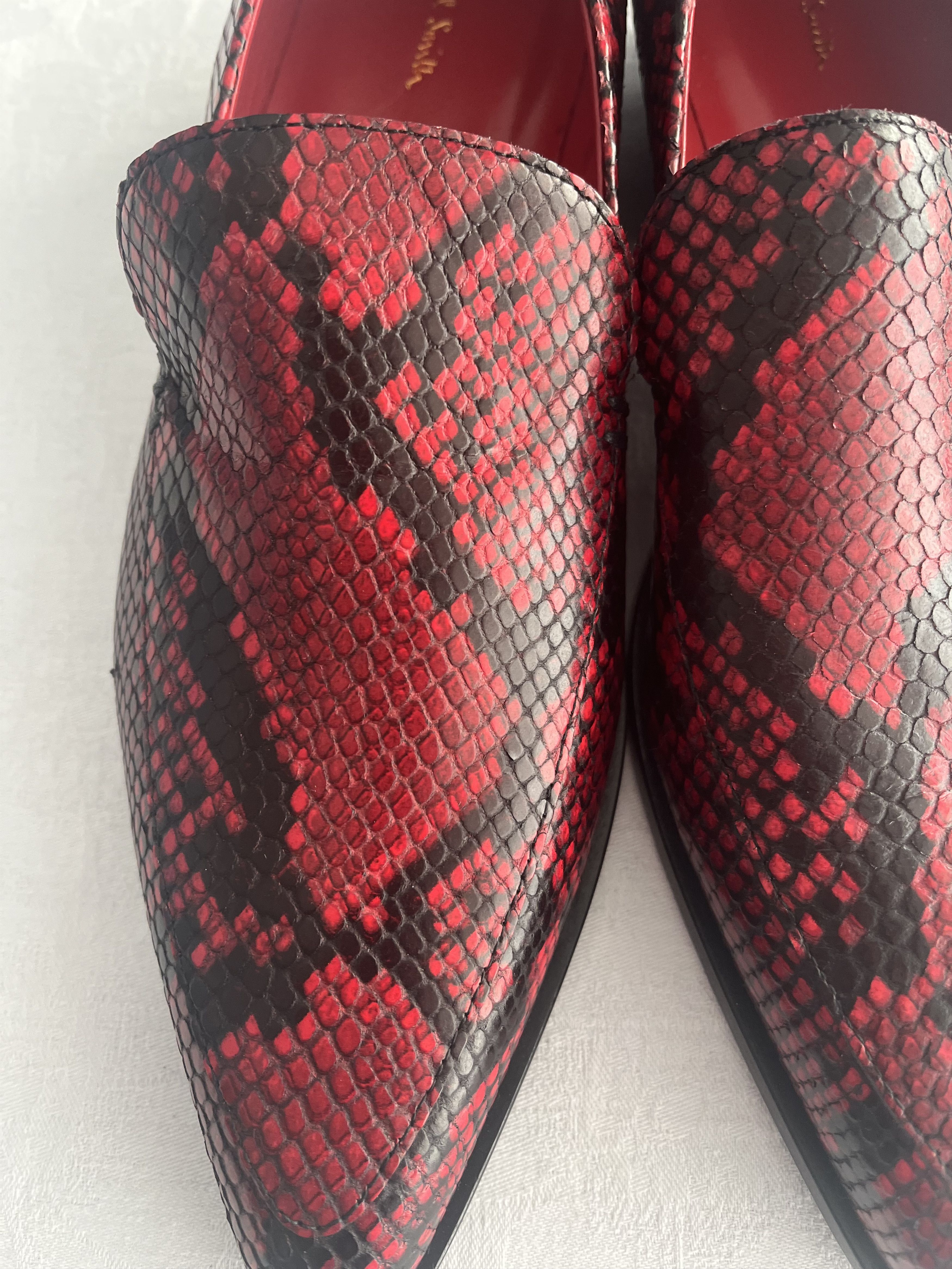 Paul Smith Red and black leather snakeskin design loafers/flats Size US 10 / IT 40 - 4 Thumbnail