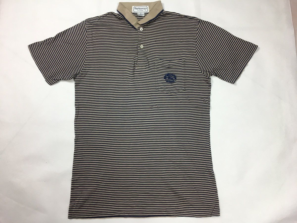 Burberry 90s Burberrys Of London Striped Single Pocket Polo Tee Size US S / EU 44-46 / 1 - 1 Thumbnail