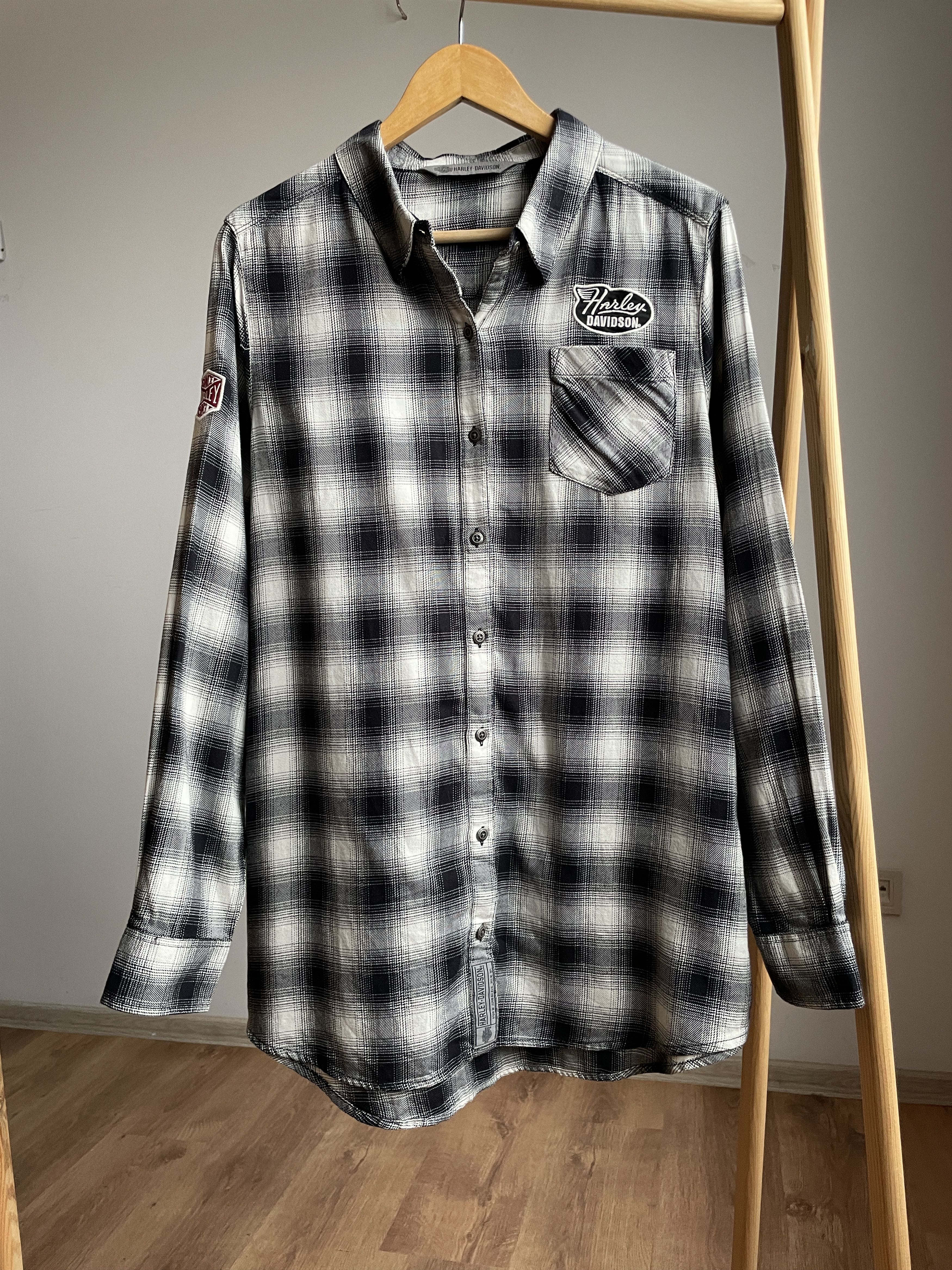 Harley Davidson Harley-Davidson Womens Crackle Print Plaid Shirt Size XL / US 12-14 / IT 48-50 - 1 Thumbnail