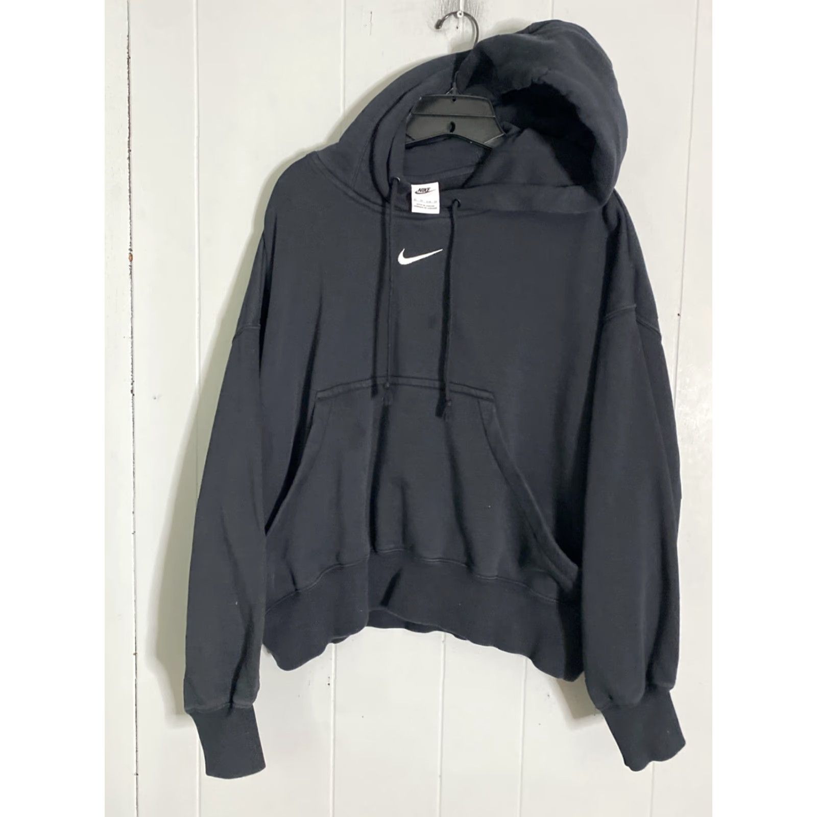 Nike VINTAGE Nike Hoodie Womens Faded Black Oversized Center Swoosh Pullover XL Tall Womens Size XL / US 12-14 / IT 48-50 - 6 Thumbnail