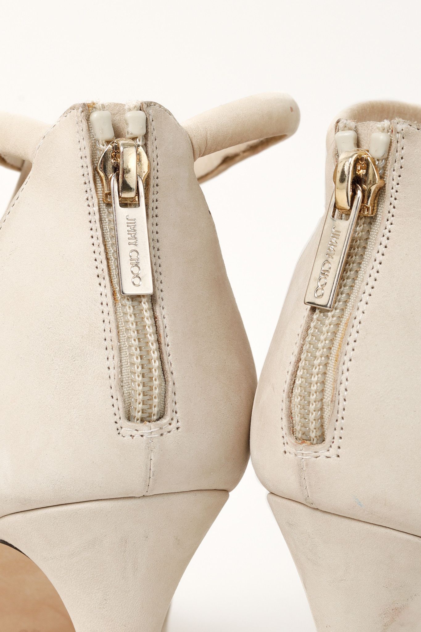 Jimmy Choo Jimmy Choo Tinsay Cream Nubuck-Leather Cutout Sandals Size US 9.5 / IT 39.5 - 11 Thumbnail