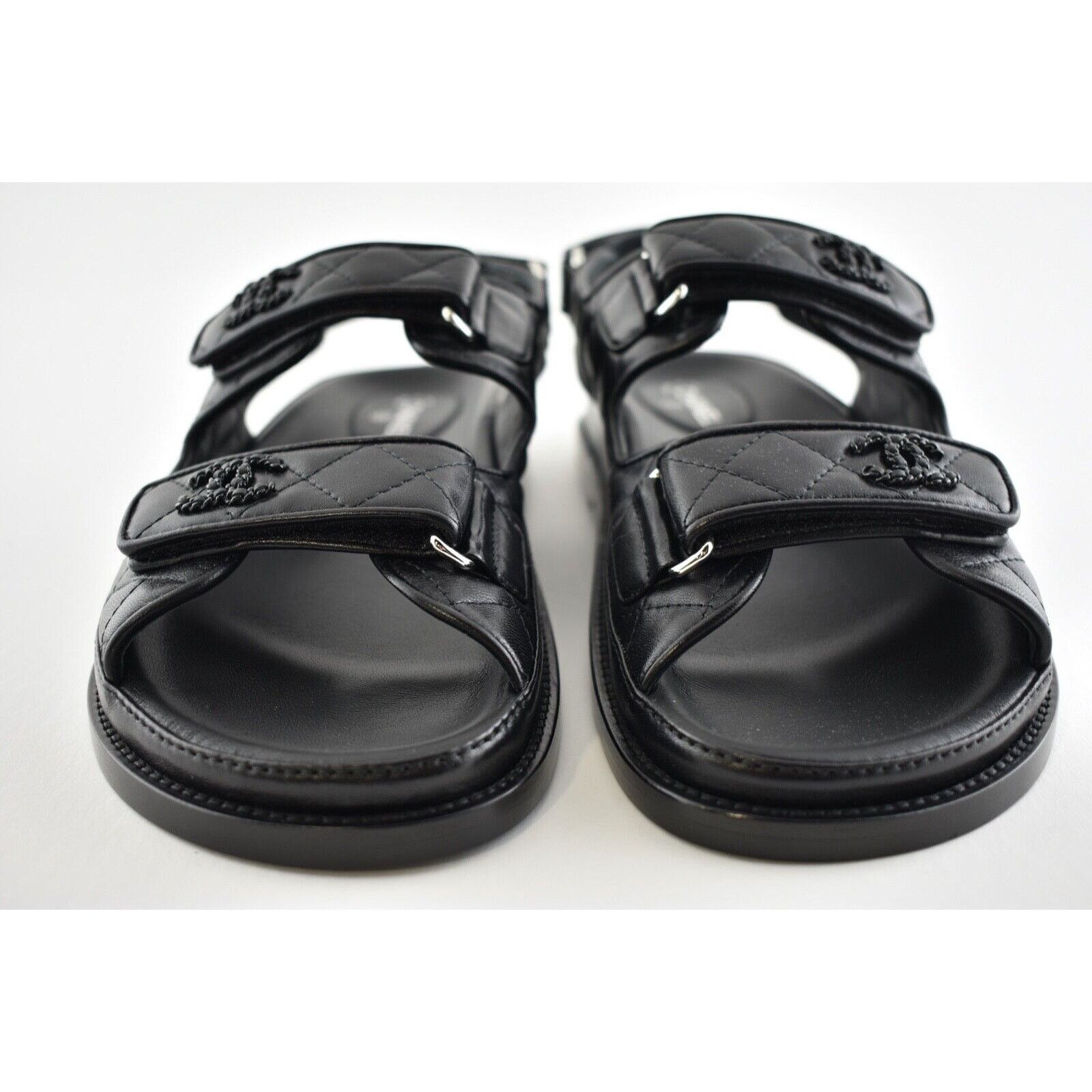 Chanel Chanel Black Leather Quilted Chain CC Logo Mule Slide Strap Size US 8.5 / IT 38.5 - 8 Thumbnail