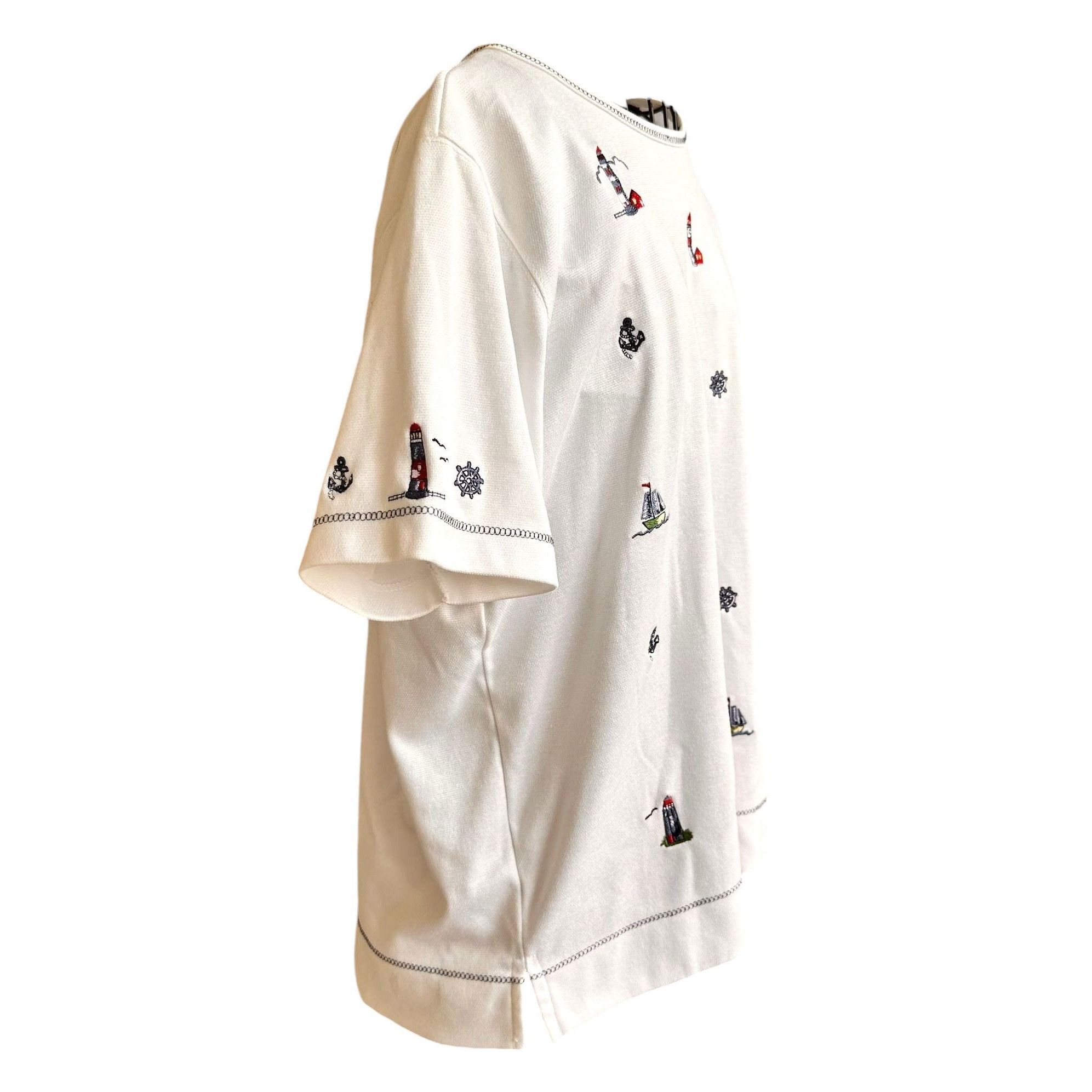 Vintage VTG Bonworth Nautical Top Medium? White LIghthouses Size M / US 6-8 / IT 42-44 - 8 Thumbnail