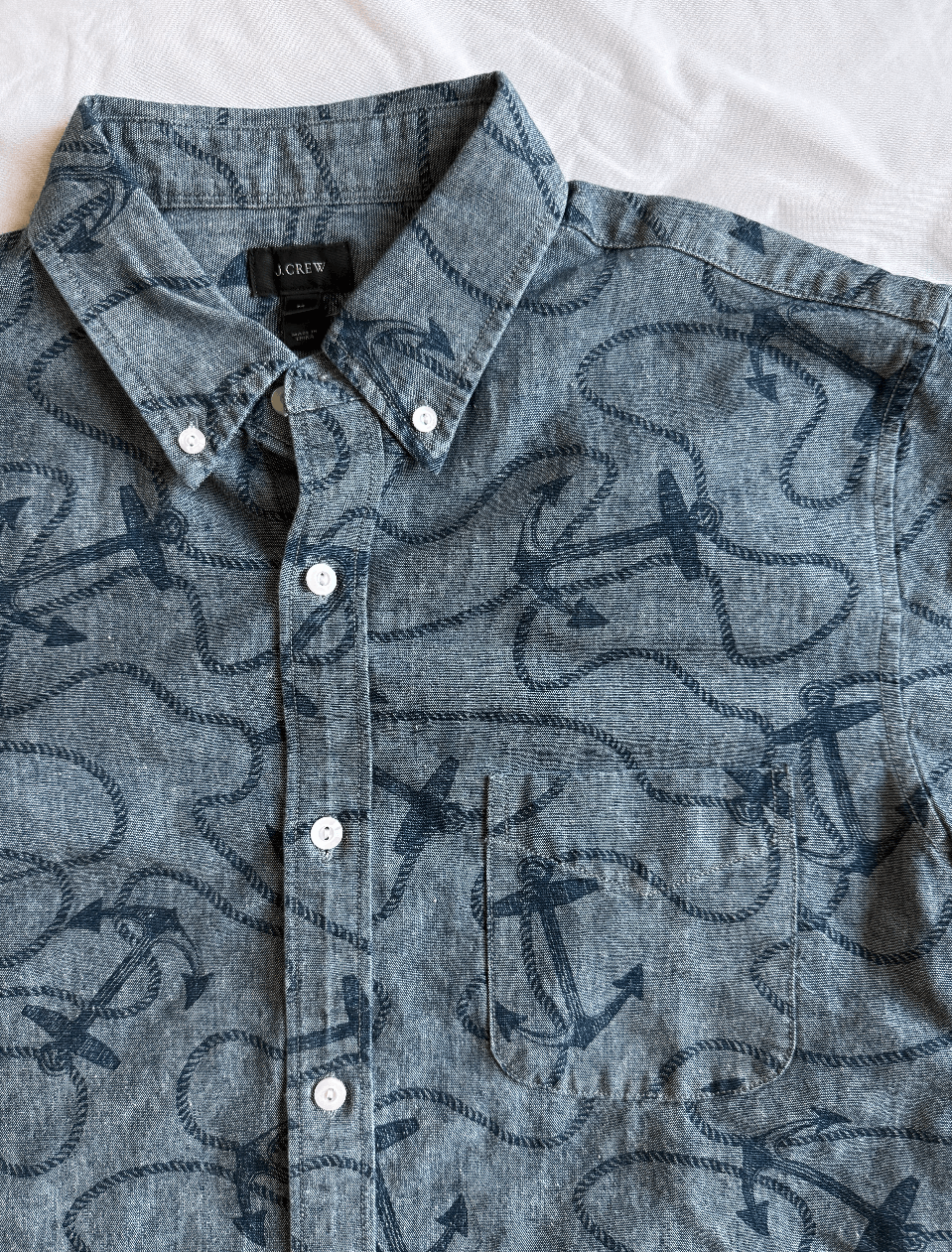 J.Crew J. Crew anchor print chambray S/S Button Up Shirt med $89.50 Size US M / EU 48-50 / 2 - 1 Thumbnail