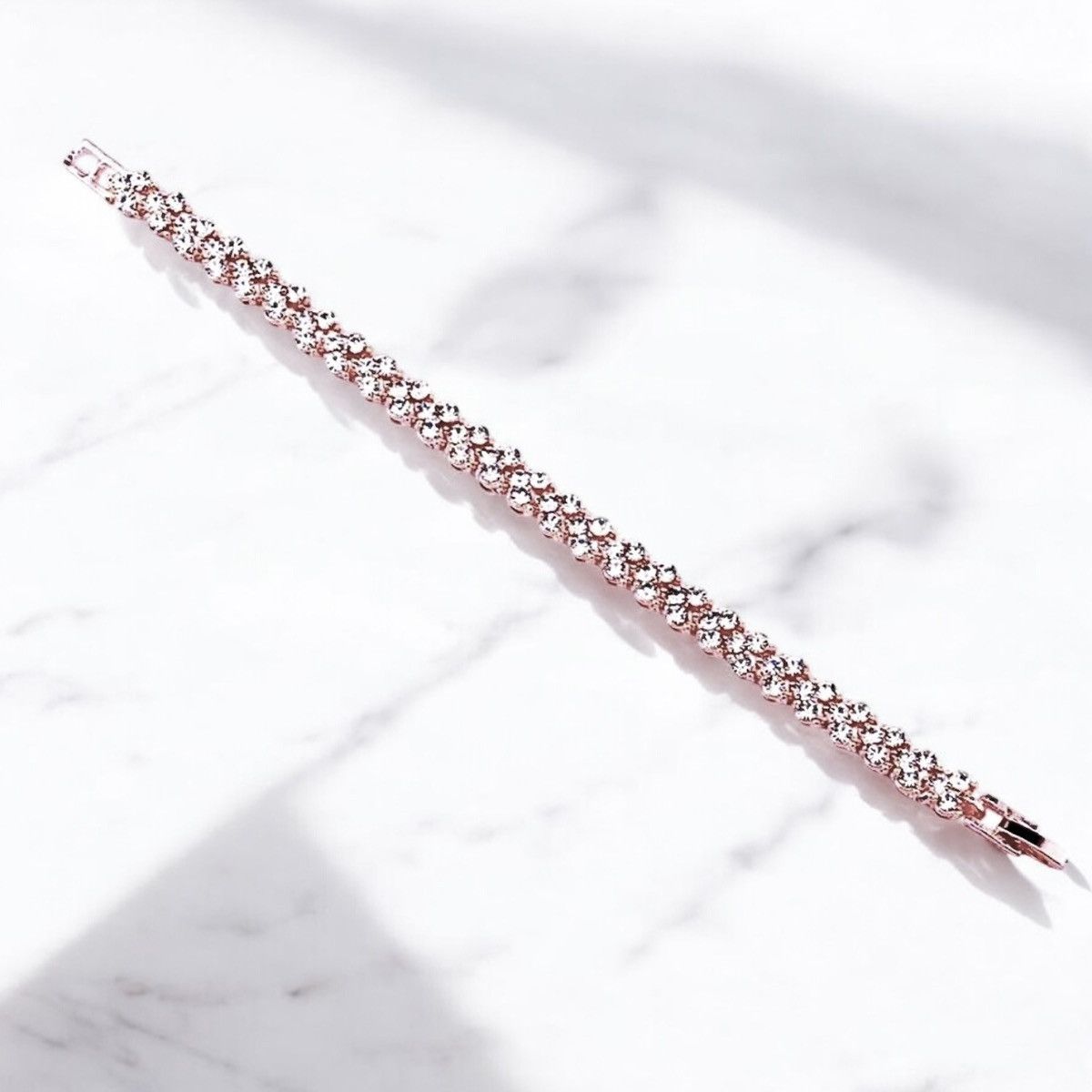 Other Rose Gold Plated Cubic Zirconia Stones Tennis Bracelet Size ONE SIZE - 5 Thumbnail