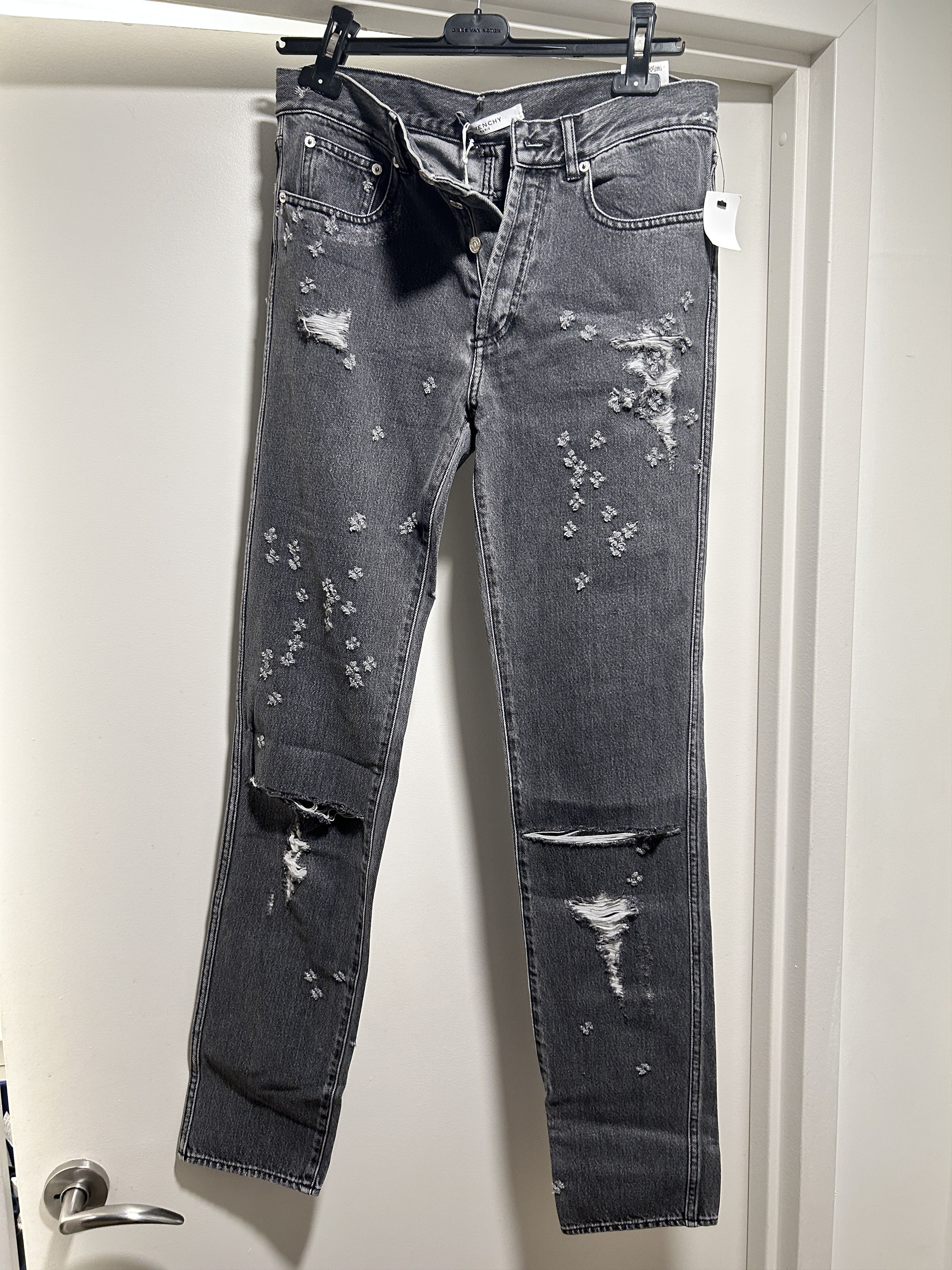 Givenchy medium grey denim jeans trouser holes skinny distressed Size US 30 / EU 46 - 1 Thumbnail