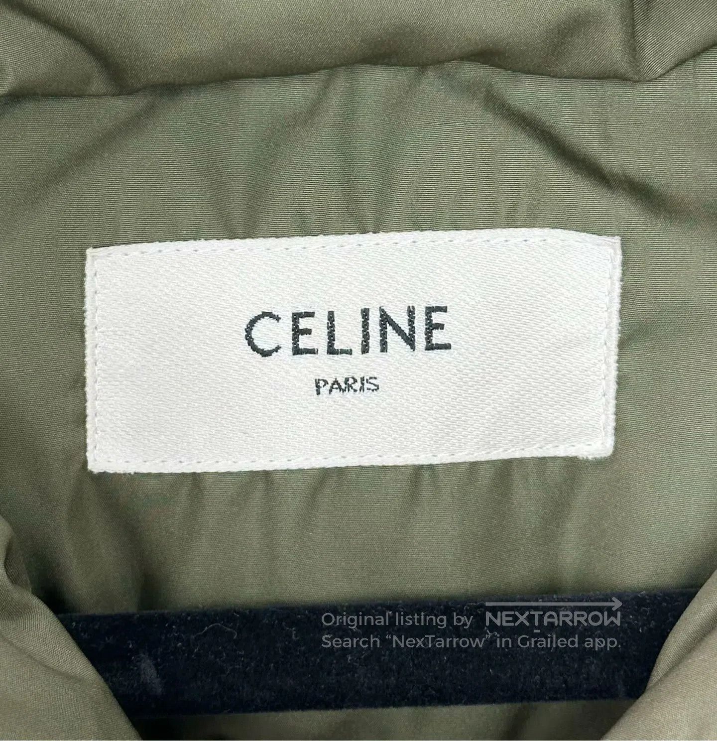Celine CELINE Green Gold Buckle Embroidered Logo Down Jacket| Size XXS / US 00 / IT 34 - 3 Thumbnail