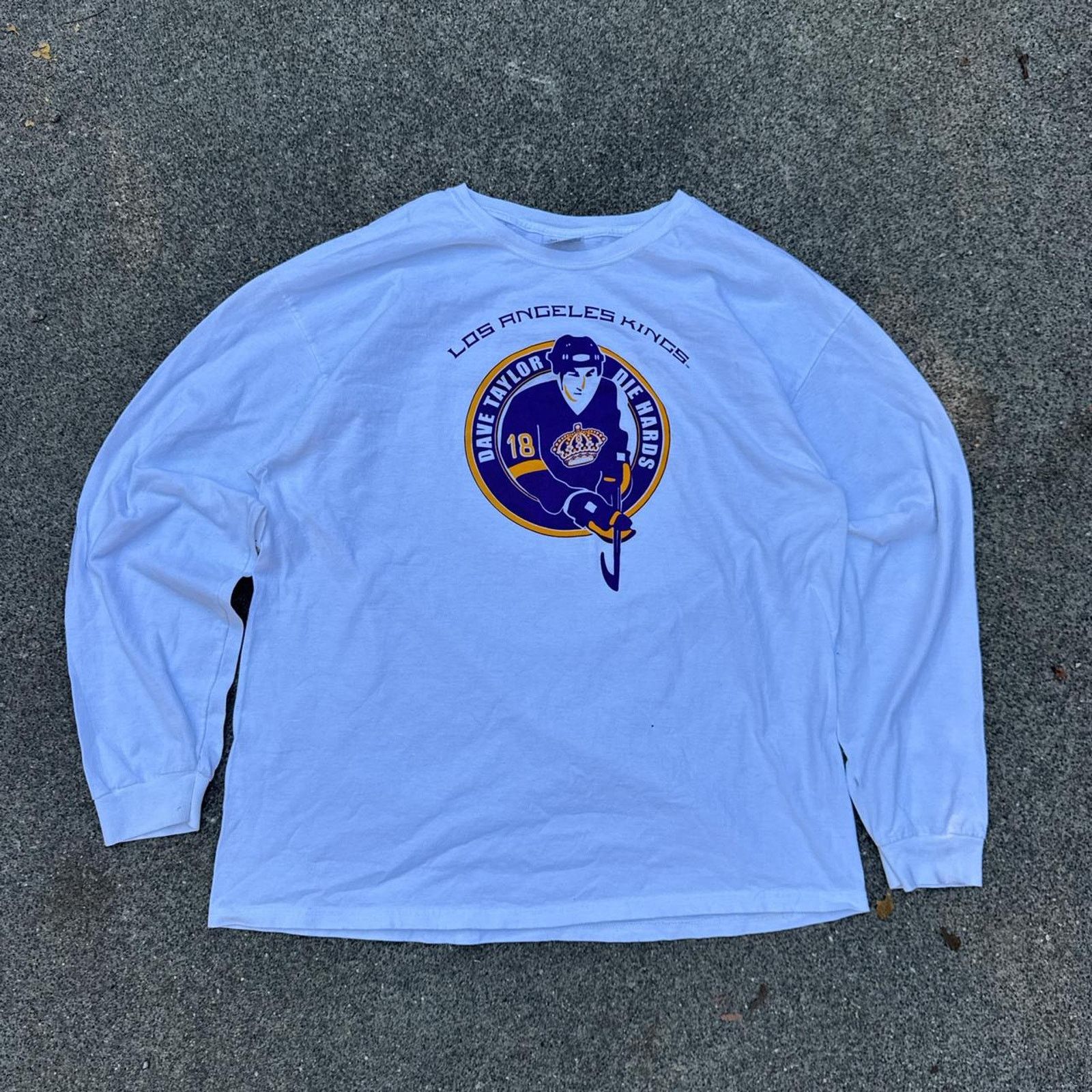 Hanes Vintage LA Kings Dave Taylor White Long Sleeve Shirt Size XL Size US XL / EU 56 / 4 - 1 Thumbnail