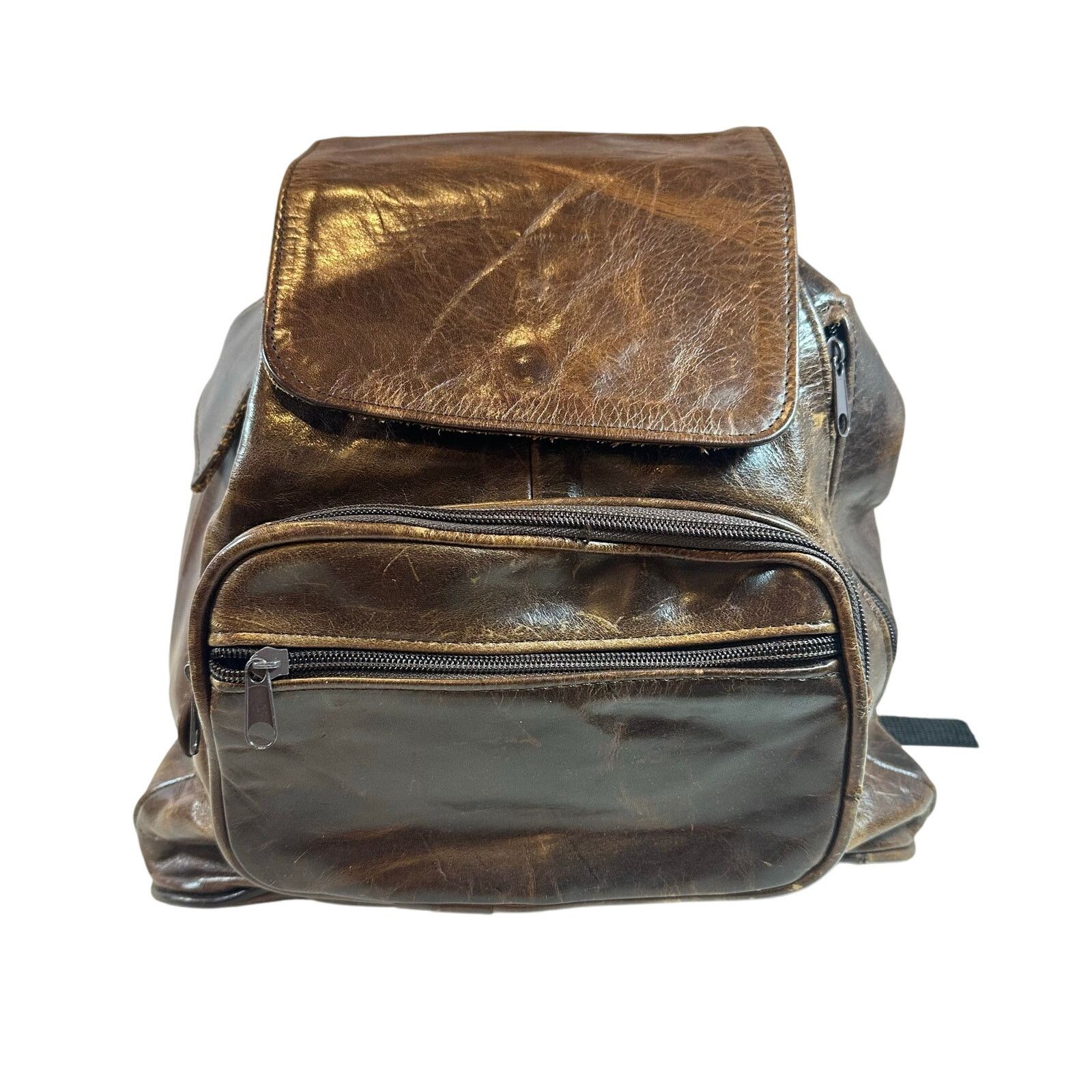 Other Brown Leather Backpack Satchel Zip Up Slingback Straps Size ONE SIZE - 2 Thumbnail