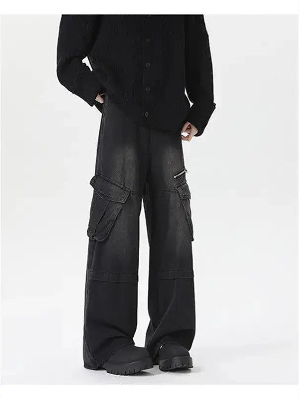 Japanese Brand Retro black straight leg loose jeans Size US 32 / EU 48 - 1 Thumbnail