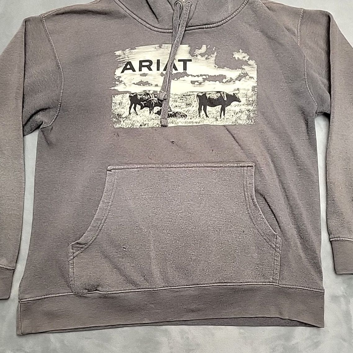 Ariat Ariat Hoodie Men M Gray Cattle Graphic Western Pullover Work Sweatshirt Size US M / EU 48-50 / 2 - 2 Thumbnail