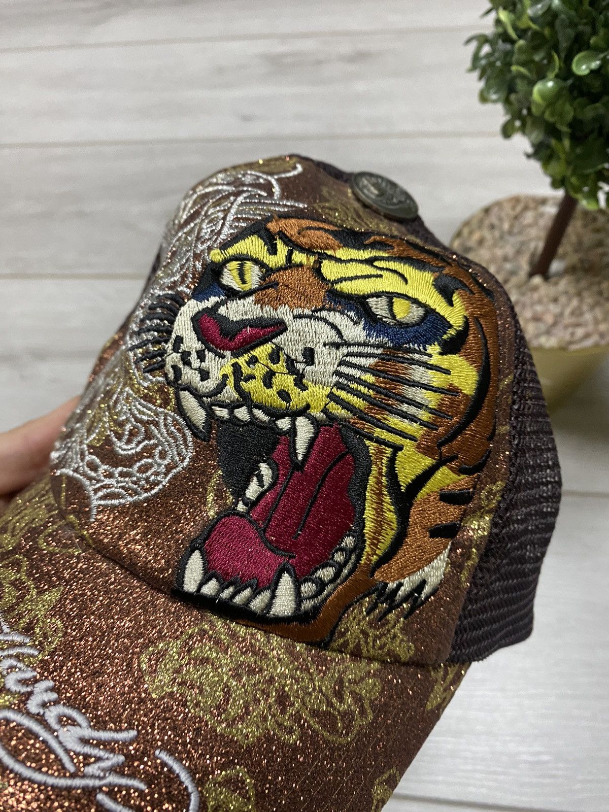 Ed Hardy Ed Hardy Tiger 🐯 mesh trucker cap over print Size ONE SIZE - 7 Thumbnail