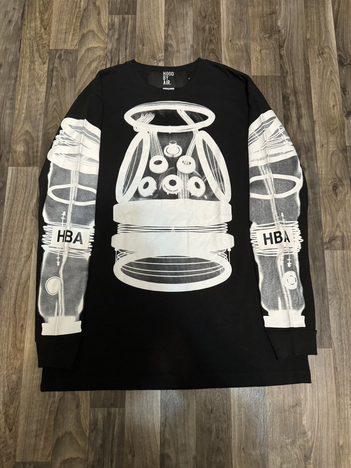 image of Hood By Air Ss15 Astronaut X-Ray Long Sleeve T-Shirt in Black, Men's (Size XL)