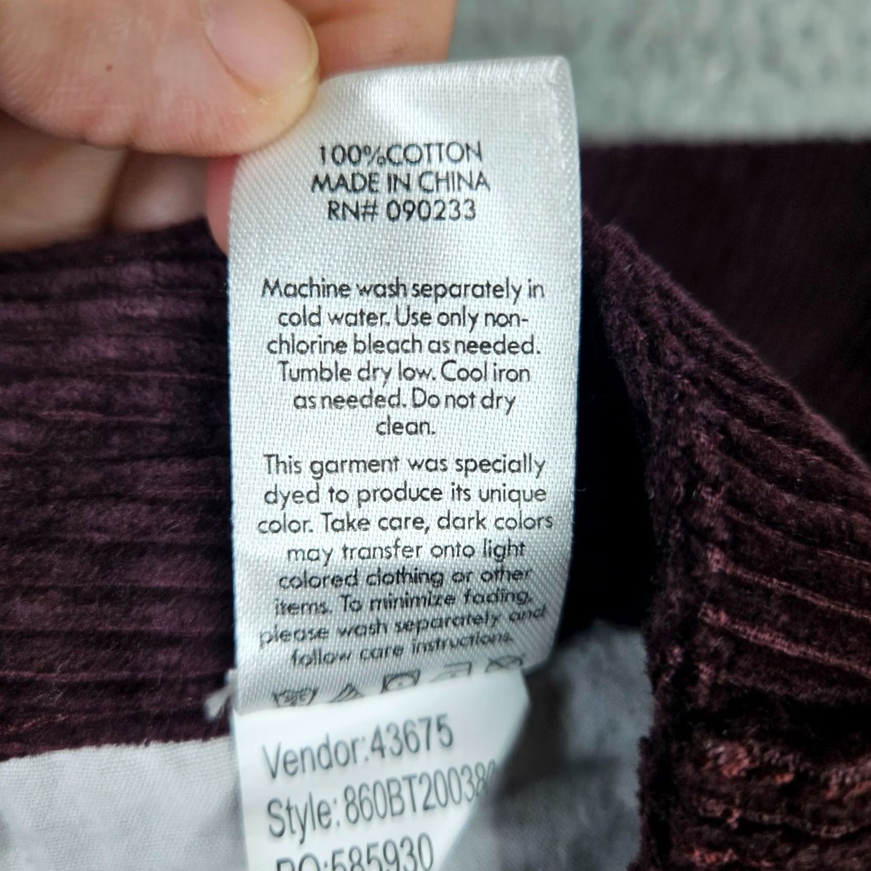 Pacsun PACSUN Mom Boysenberry Corduroy 100% Cotton Pant Size 29 Size 29" - 3 Thumbnail