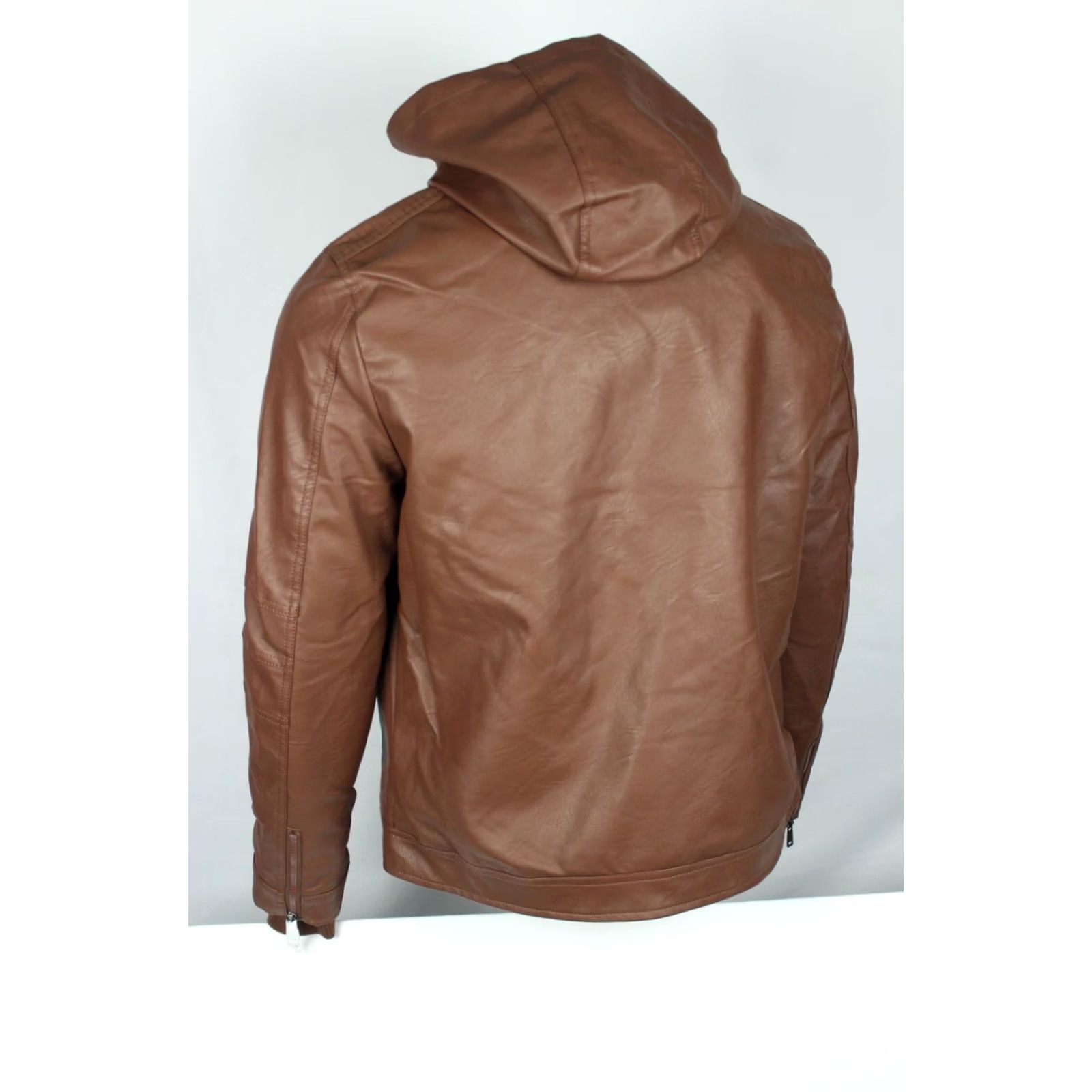 Guess GUESS Roney PU Faux Leather Jacket Hooded L Large Camel Brown Mens Jacket Size US L / EU 52-54 / 3 - 2 Thumbnail