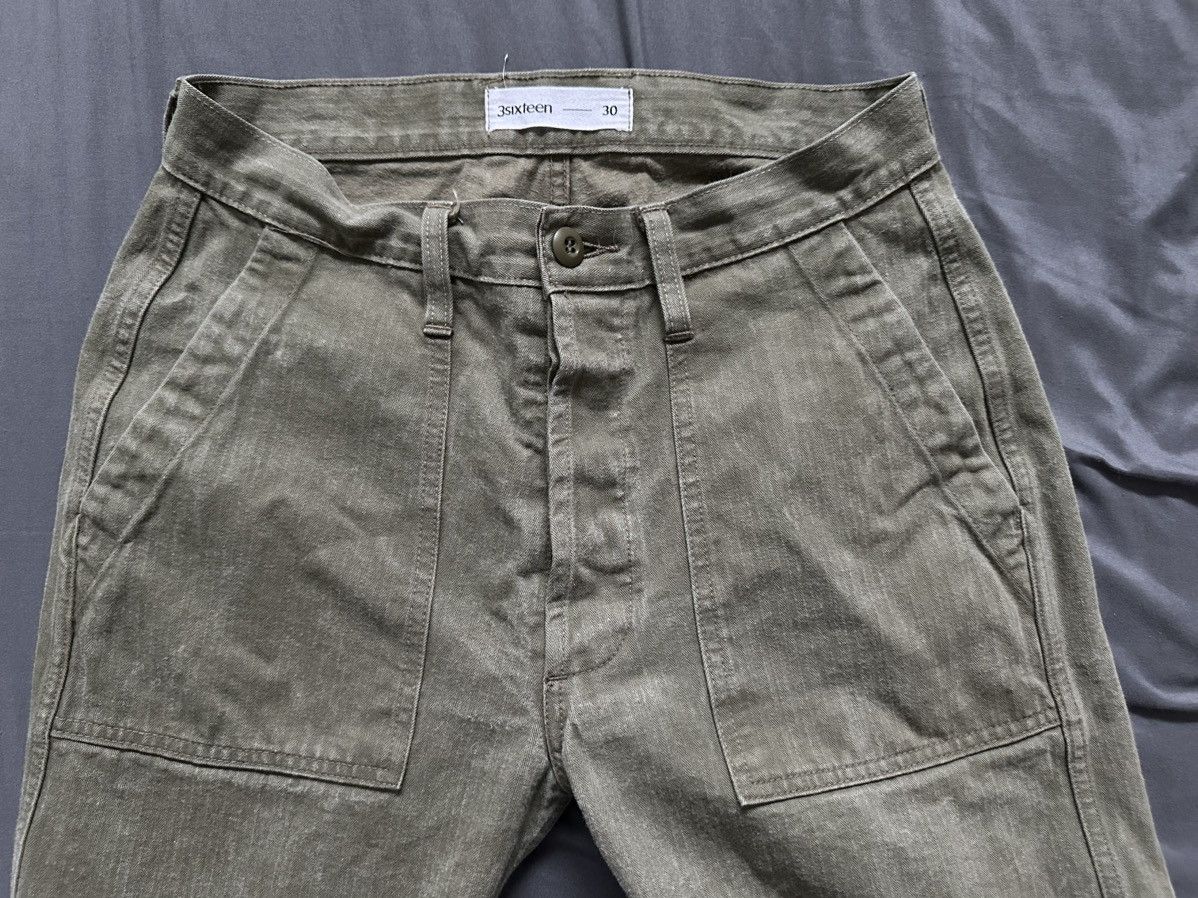 3sixteen Fatigue Pant Washed Olive HBT Size US 30 / EU 46 - 2 Thumbnail