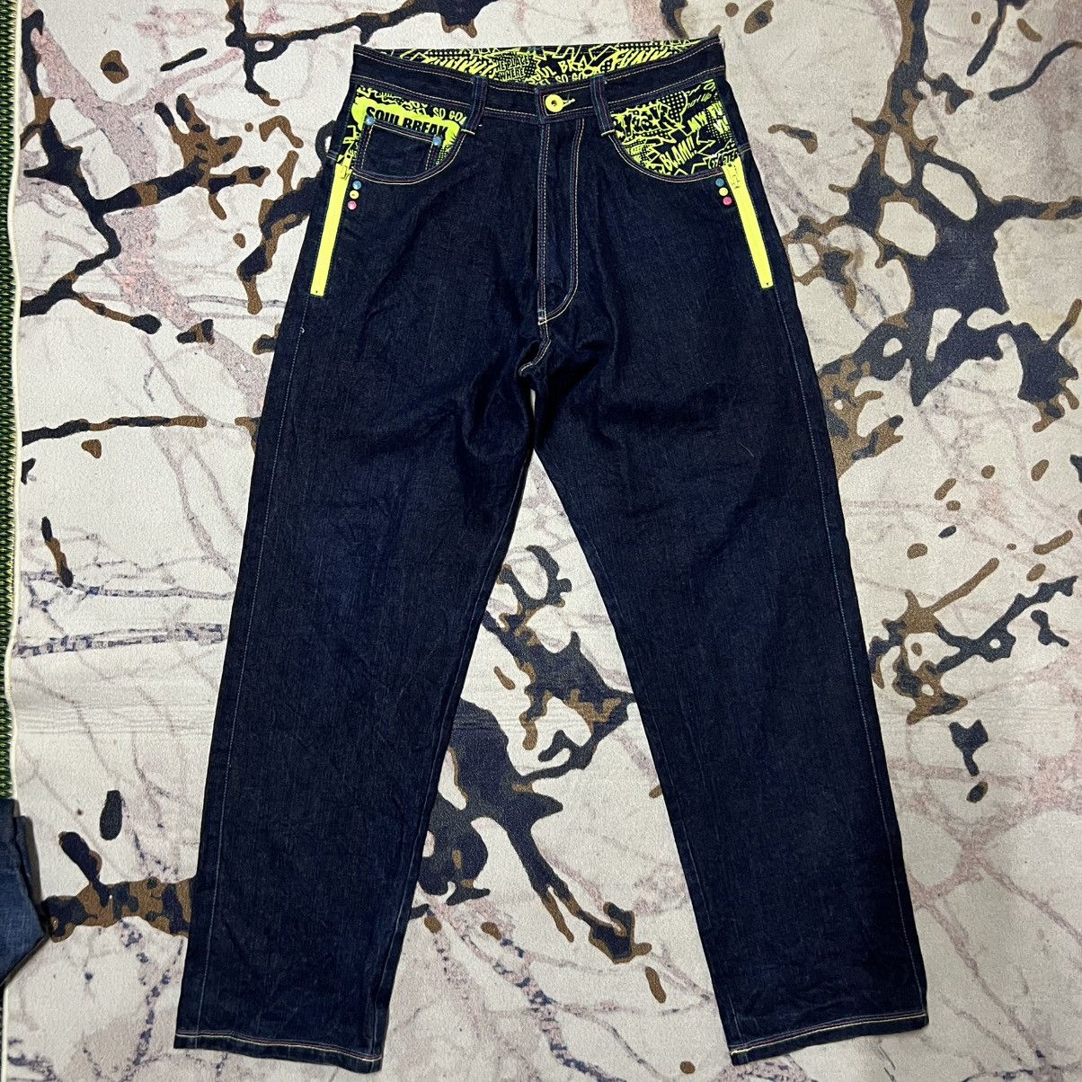 Other Soul Break Denim Jeans Graffiti Print Size US 31 - 2 Thumbnail