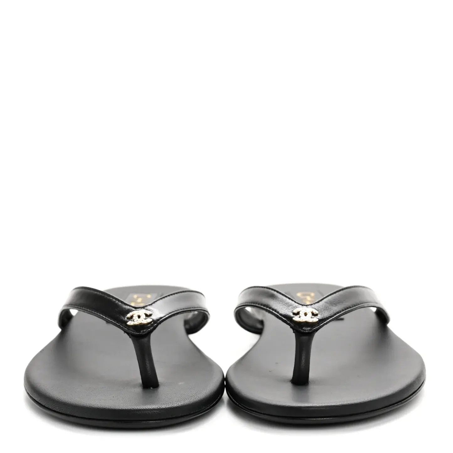 Chanel os11x0526 Crystal CC Logo Flip Flops / Thong Sandals Black Size US 5 / IT 35 - 3 Thumbnail