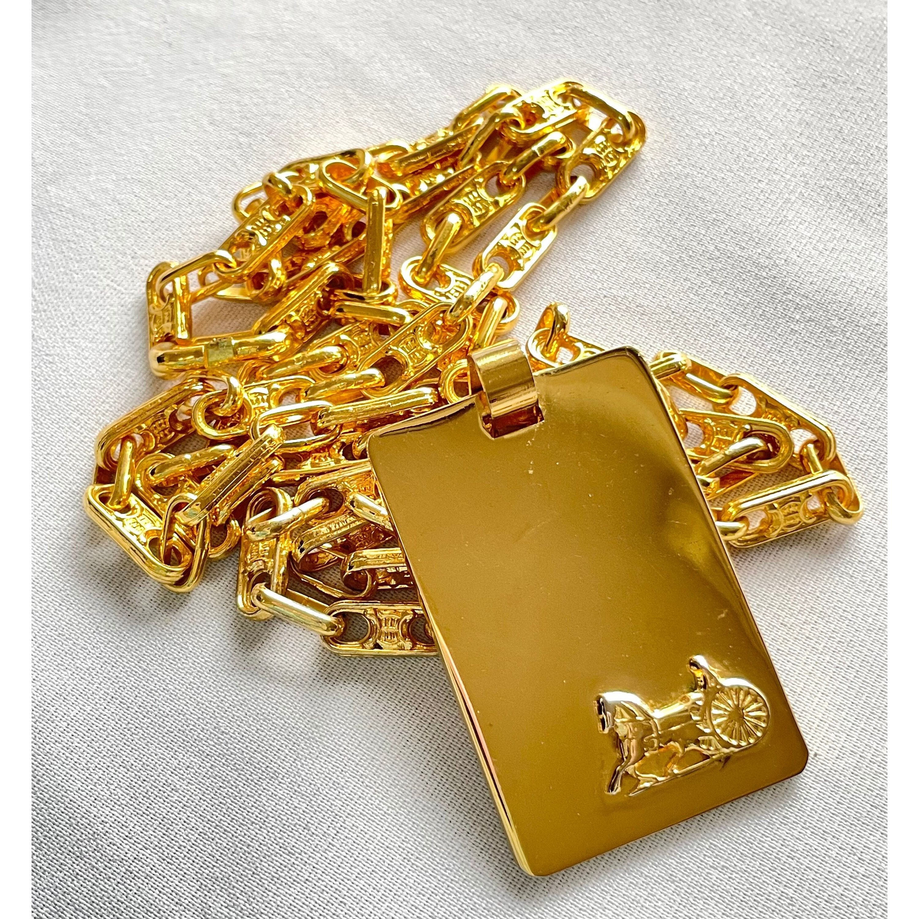 Celine Vintage Celine golden long necklace with triomphe logo Size ONE SIZE - 3 Thumbnail