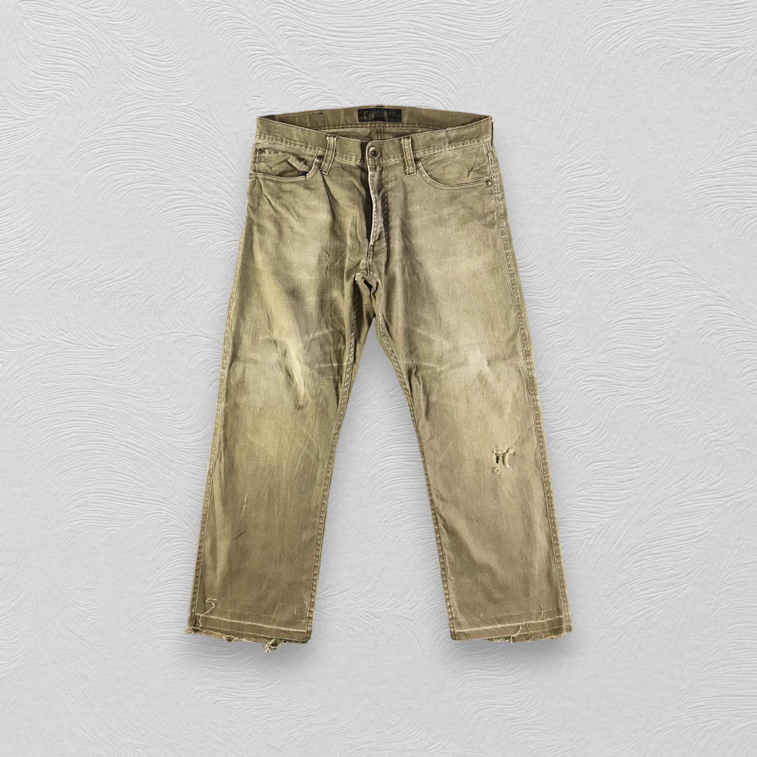 Japanese Brand Back Number Jeans Faded Green Denim KJ3156 Size US 33 - 1 Thumbnail