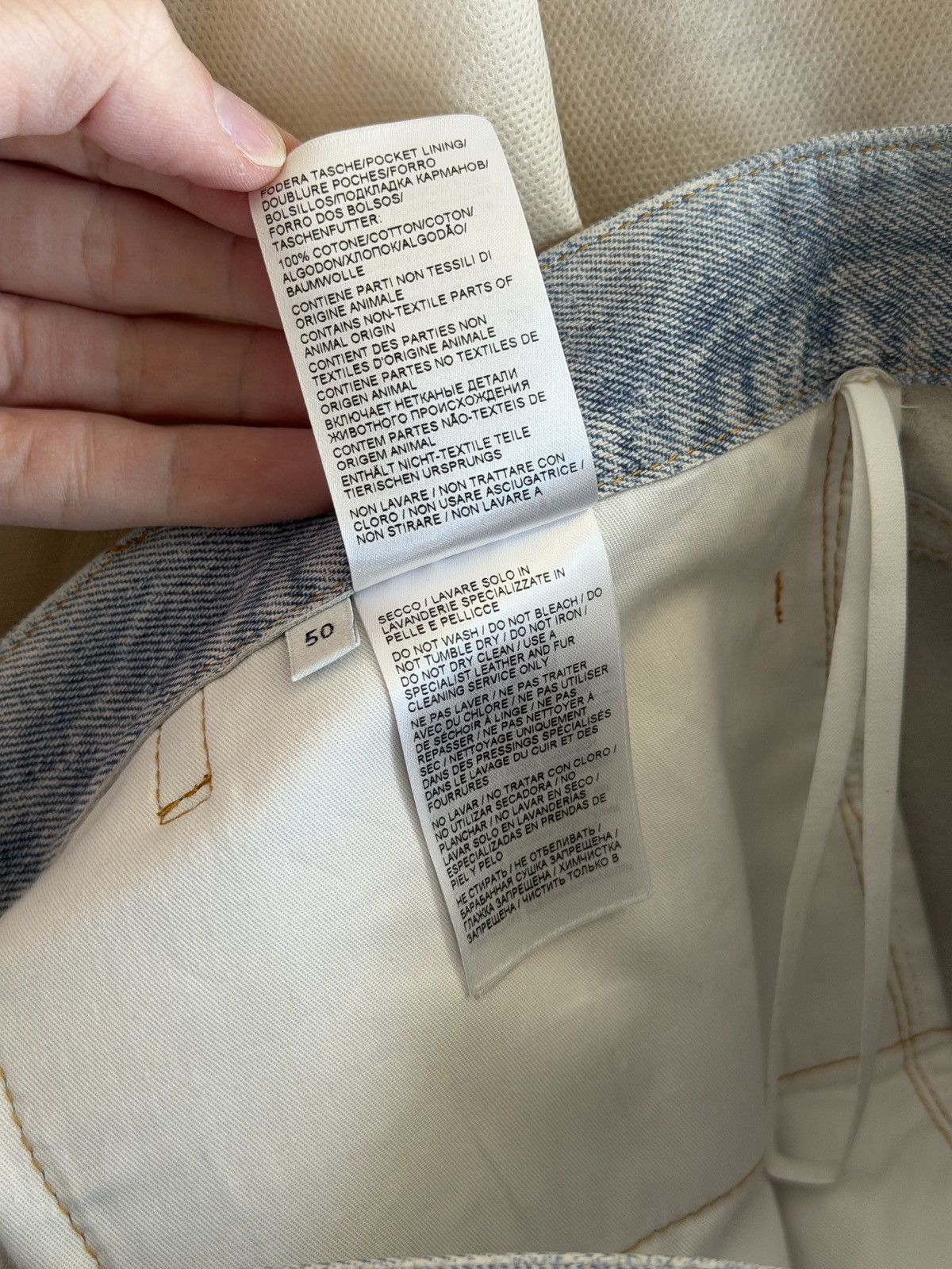 Bottega Veneta BNWT Light Blue Printed Denim Leather Straight Leg Pants 50 Size US 34 / EU 50 - 20 Thumbnail