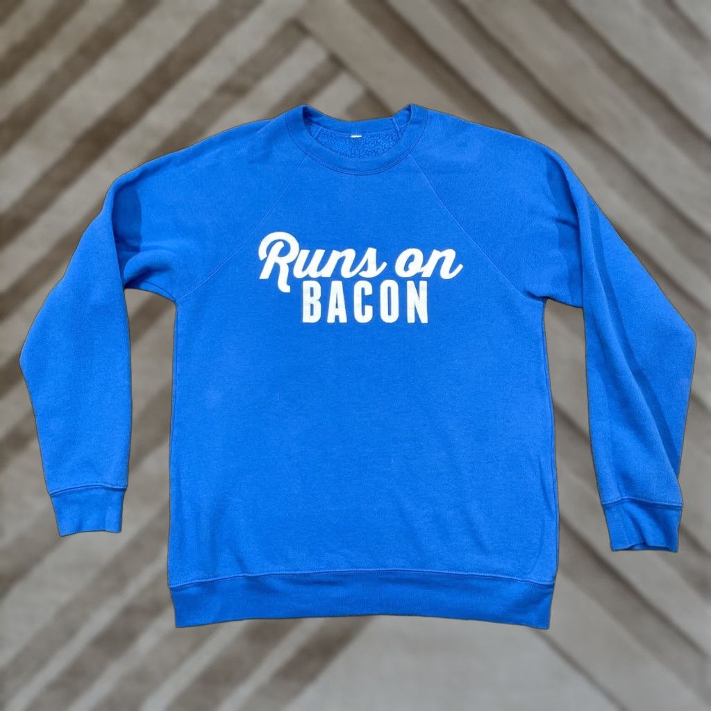 Vintage VINTAGE Bacon Sweatshirt Mens Large Blue Pullover Joke Comedy Meat Adult 90s Size US L / EU 52-54 / 3 - 1 Thumbnail