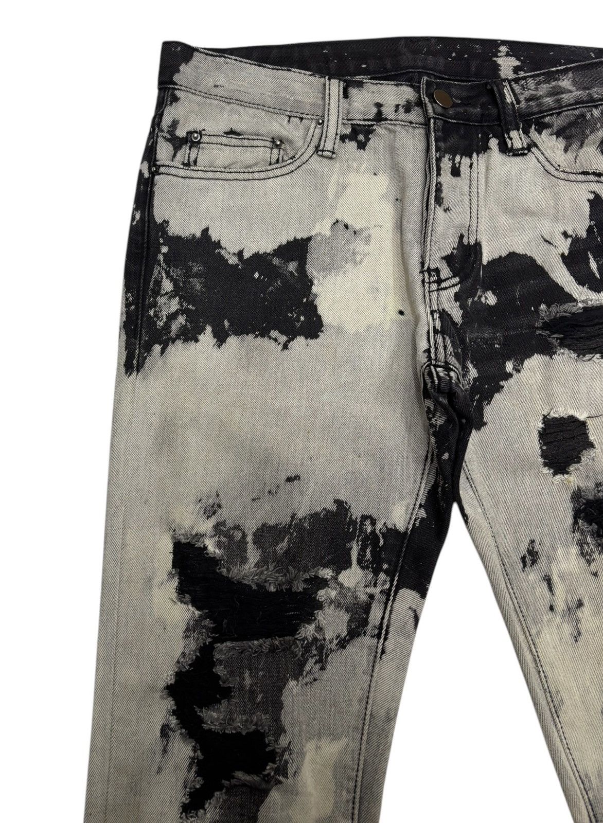 If Six Was Nine × MNML × Yasuyuki Ishii RARE MNML ACID WASH BLACK GRAY ZIPPER LEG SKINNY JEANS Size US 32 / EU 48 - 5 Thumbnail