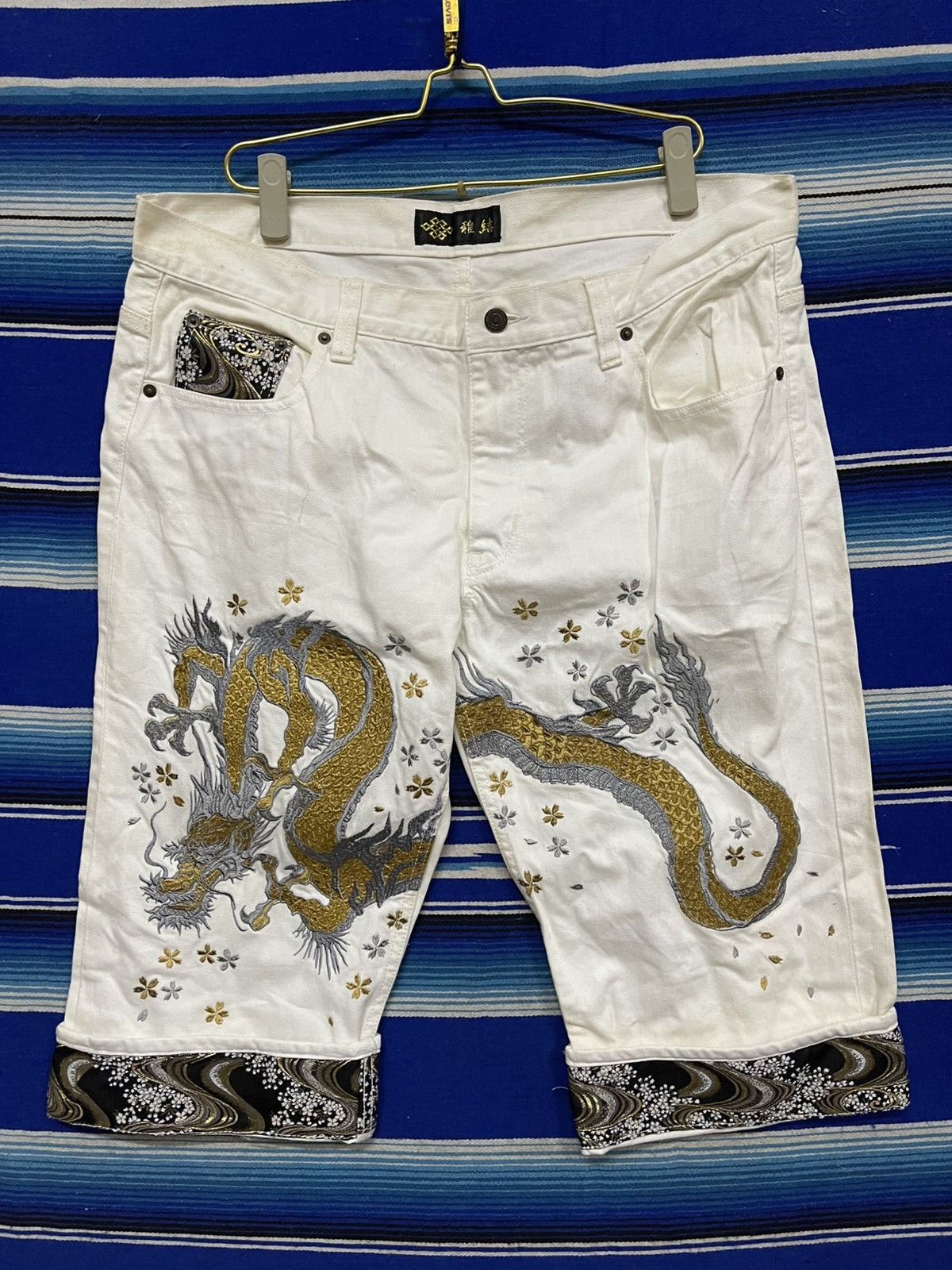 Japanese Brand × Vintage 🔥Vintage Karakuri Temashi Jorts Embroidery Dragon Size US 38 / EU 54 - 1 Thumbnail