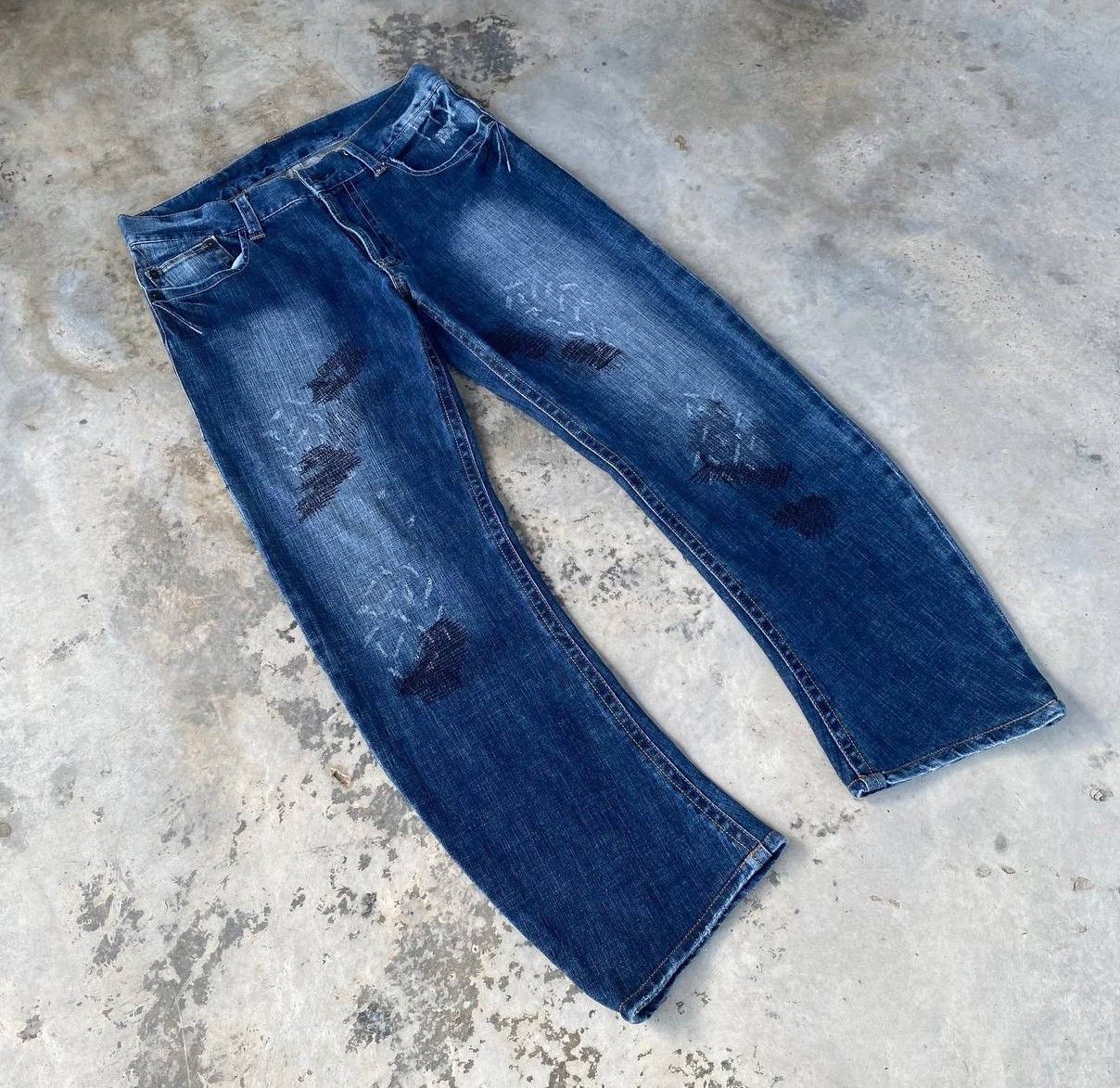 291295=Homme Archival 291295=HOMME Curved Leg "J-Cut Sashiko Repair Denim Size US 30 / EU 46 - 2 Thumbnail