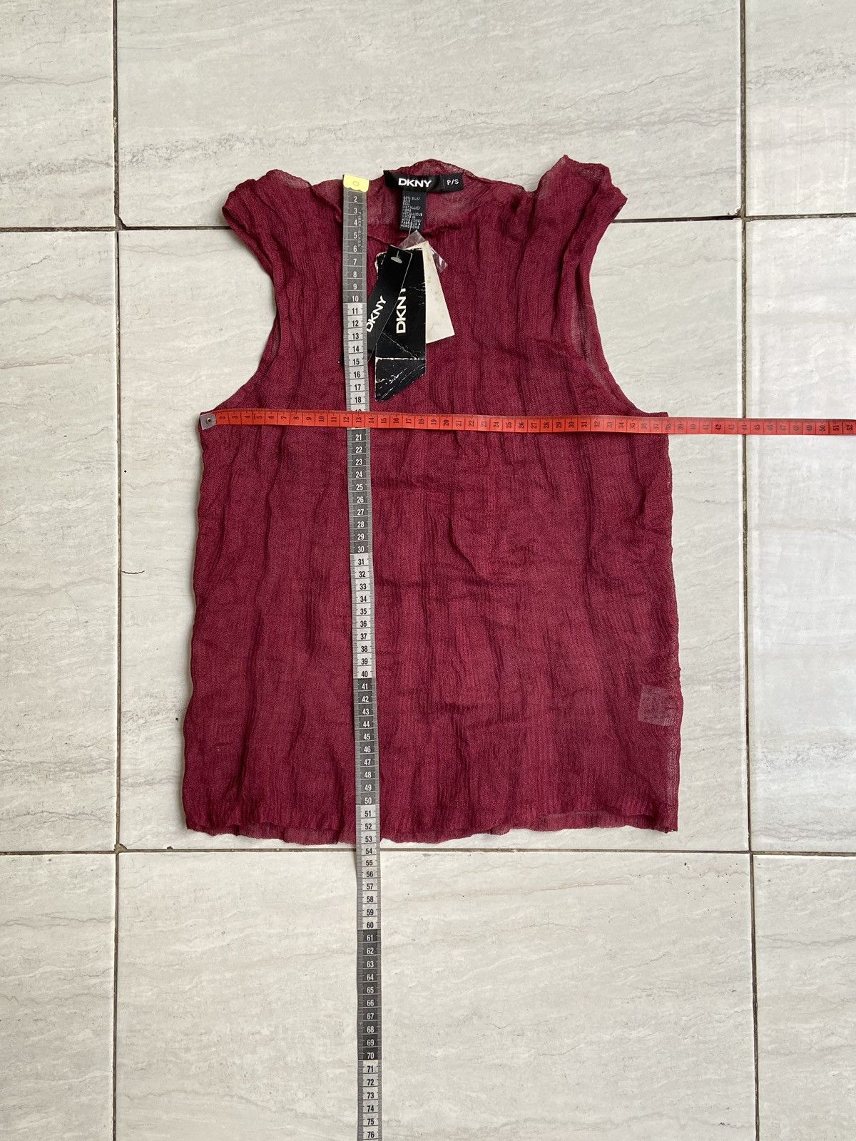 DKNY DKNY Maroon Mesh Sleeveless T-shirt Size XXS / US 00 / IT 34 - 15 Thumbnail