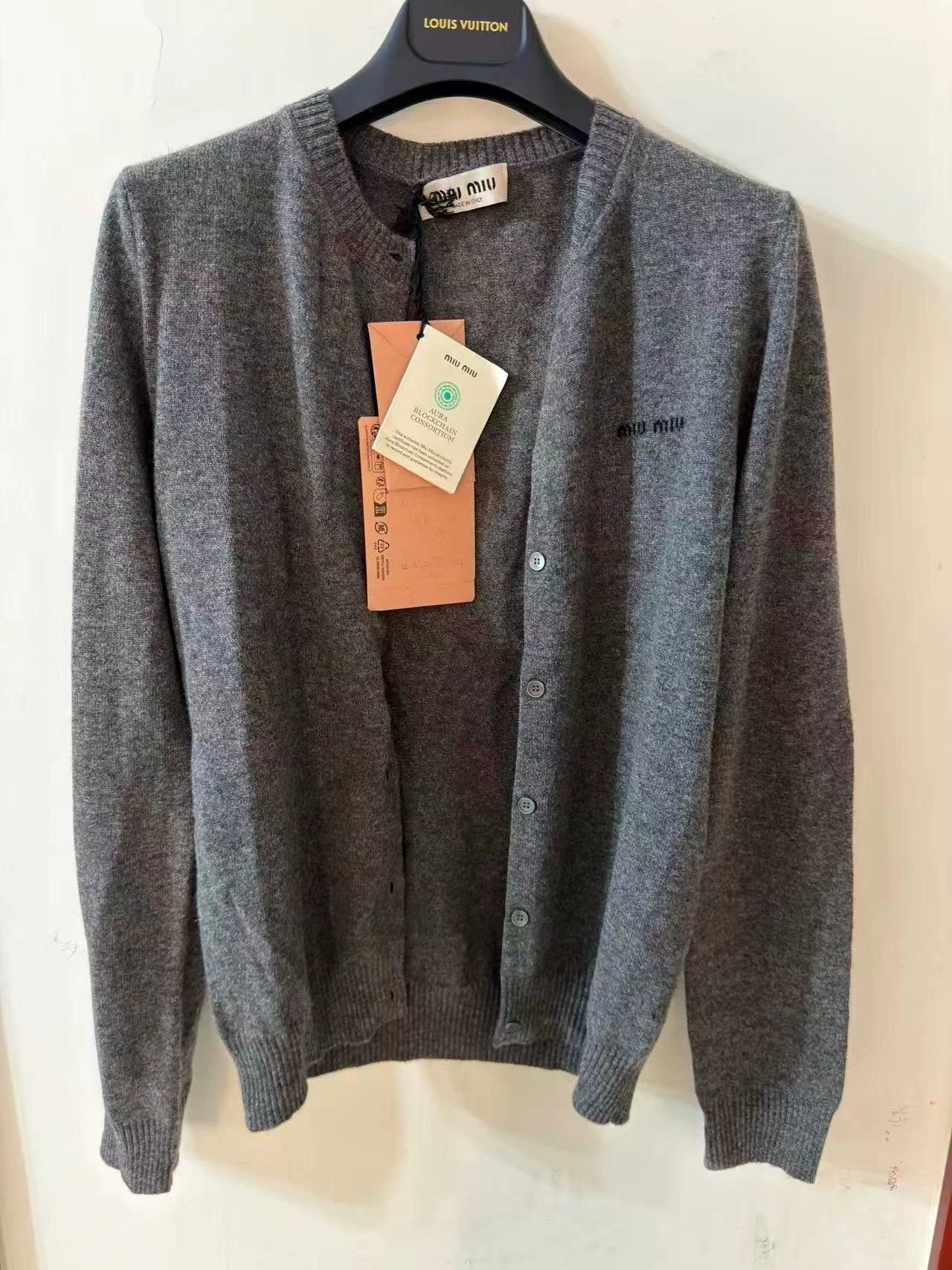 Miu Miu MIU MIU slate gray cashmere cardigan women's 40 Size S / US 4 / IT 40 - 1 Thumbnail