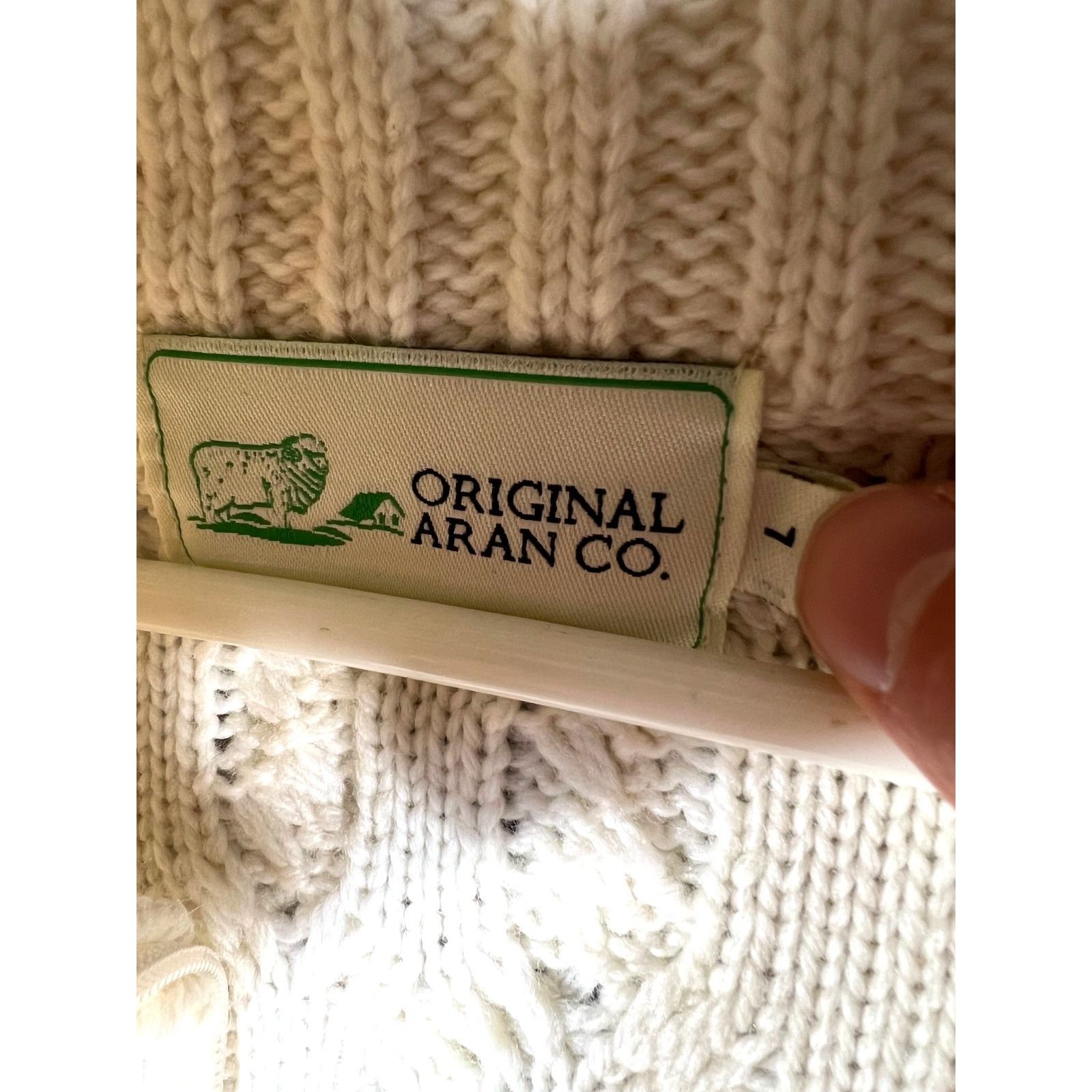 Other Aran Co. Sweater Womens Large White Merino Wool Full Zip Cab Size L / US 10 / IT 46 - 4 Thumbnail