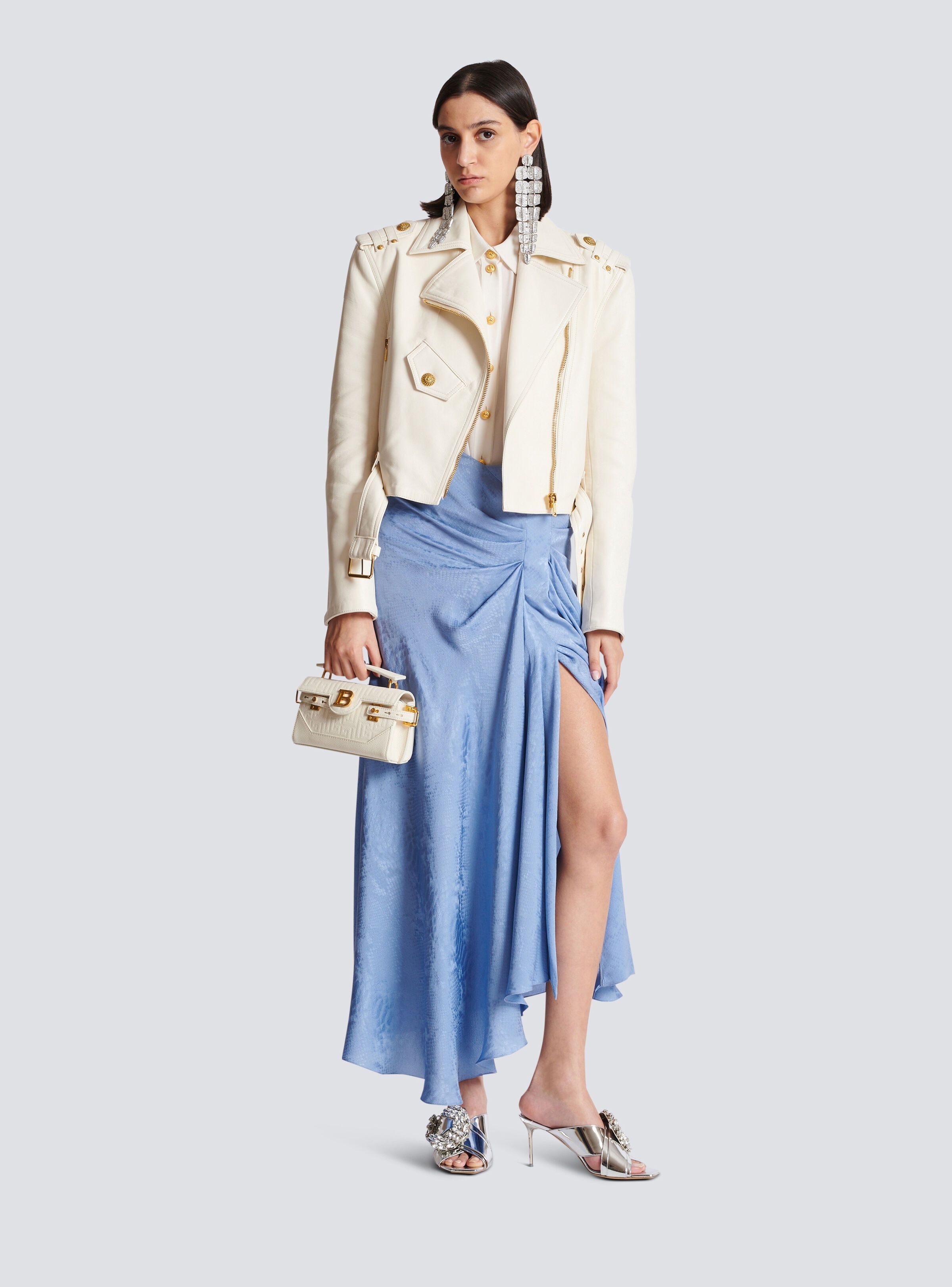 Balmain o1y0625 Maxi Skirt in Light Blue Size 28" / US 6 / IT 42 - 2 Thumbnail
