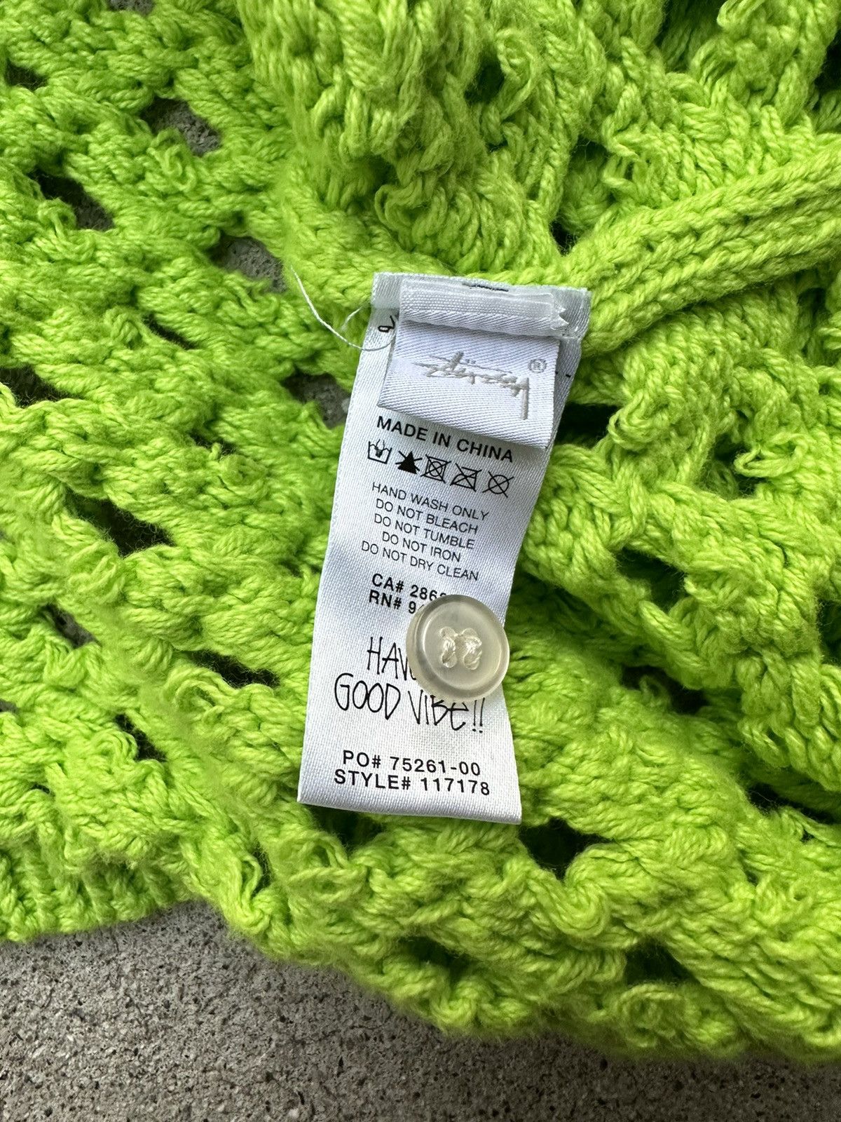 Stussy Stussy Boxy Green Open Knit Collared Polo Sweater Size US XL / EU 56 / 4 - 5 Thumbnail