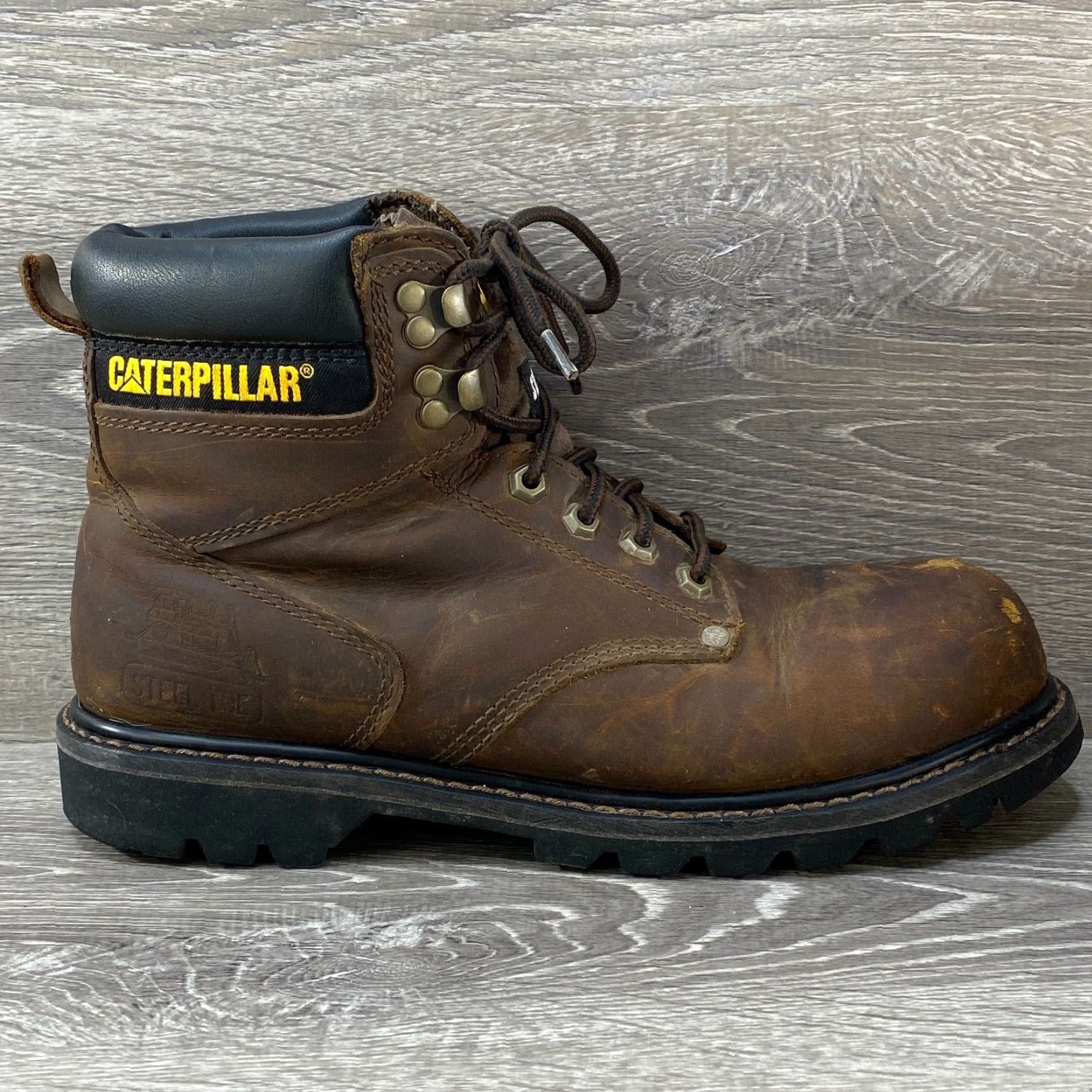 Vintage Caterpillar CAT Second Shift Steel Toe Work Boots P89586 Brown Leather Mens 10 Size US 9 / EU 42 - 2 Thumbnail