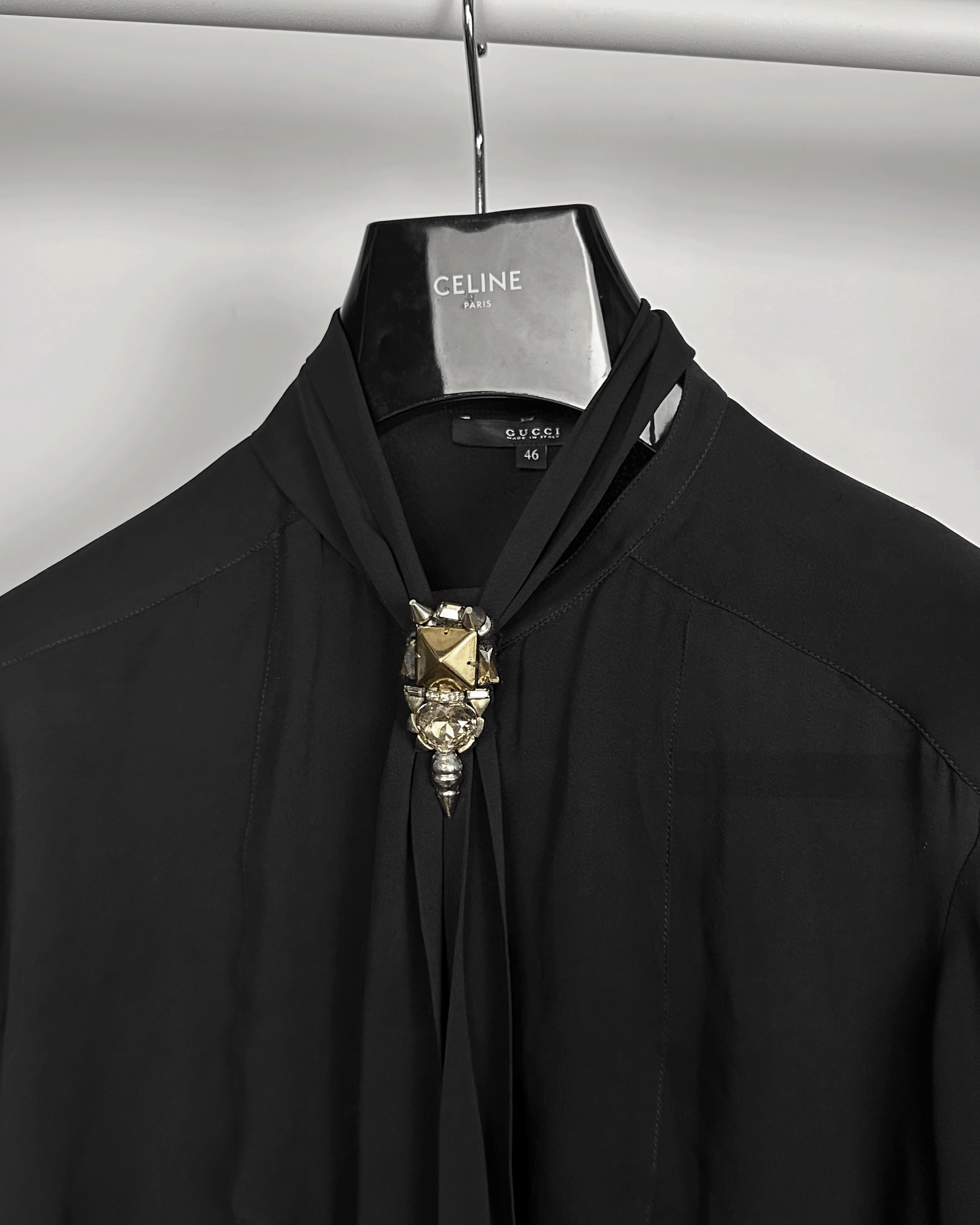 Gucci Gucci Frida Giannini Crystal Brooch Blouse Shirt Size US M / EU 48-50 / 2 - 4 Thumbnail