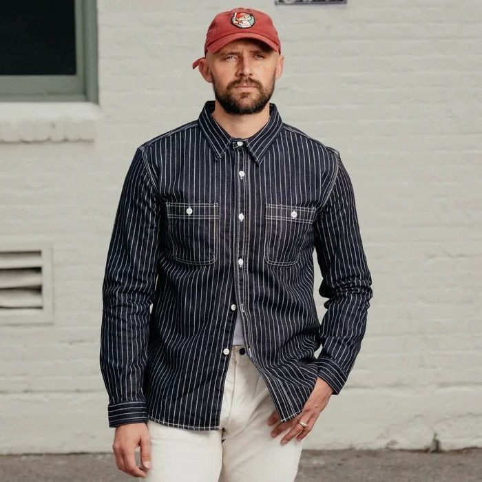 The Flat Head The Flat Head Wabash Stripe Workwear Denim Shirt Size US S / EU 44-46 / 1 - 1 Thumbnail